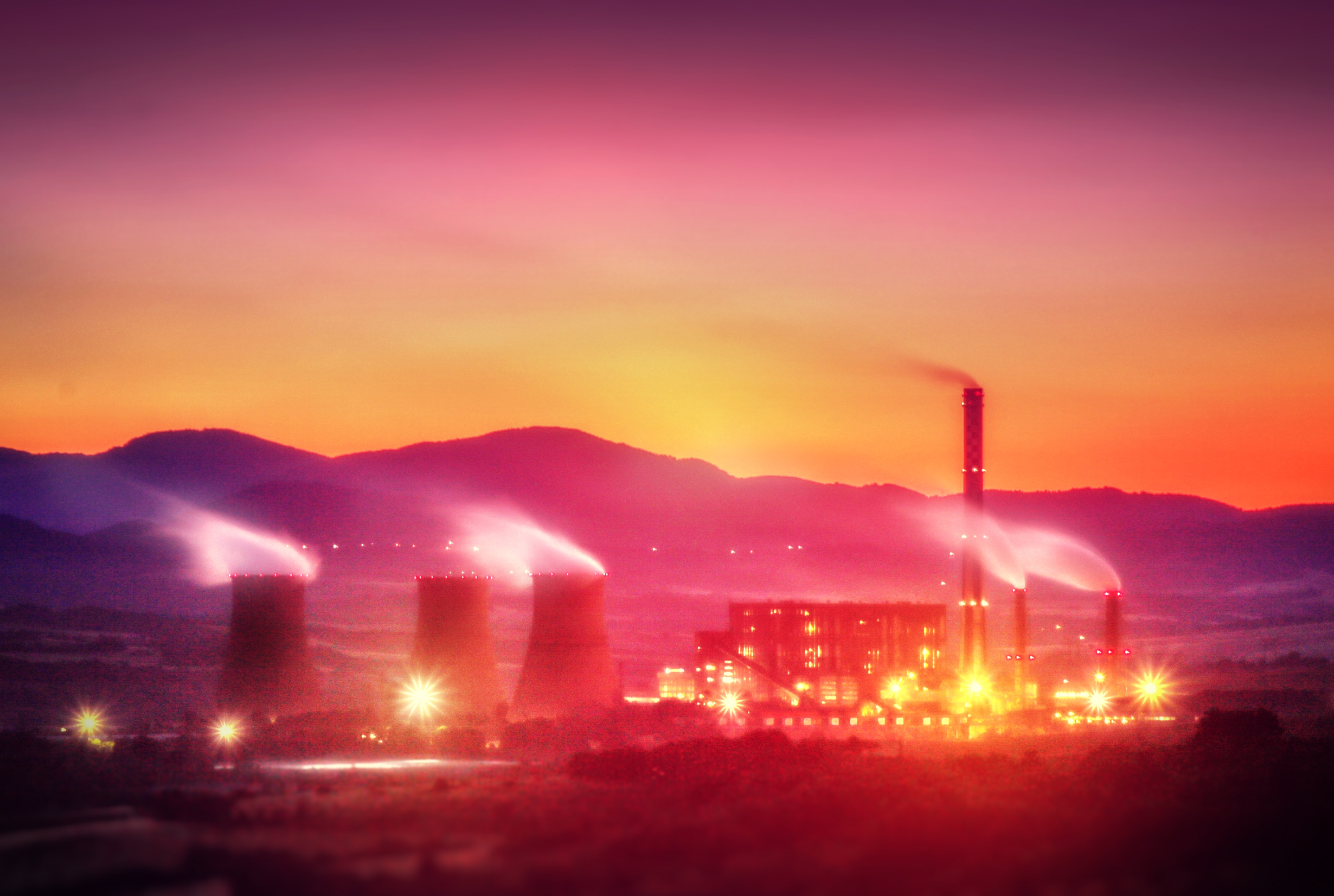 Power plant at dusk photo