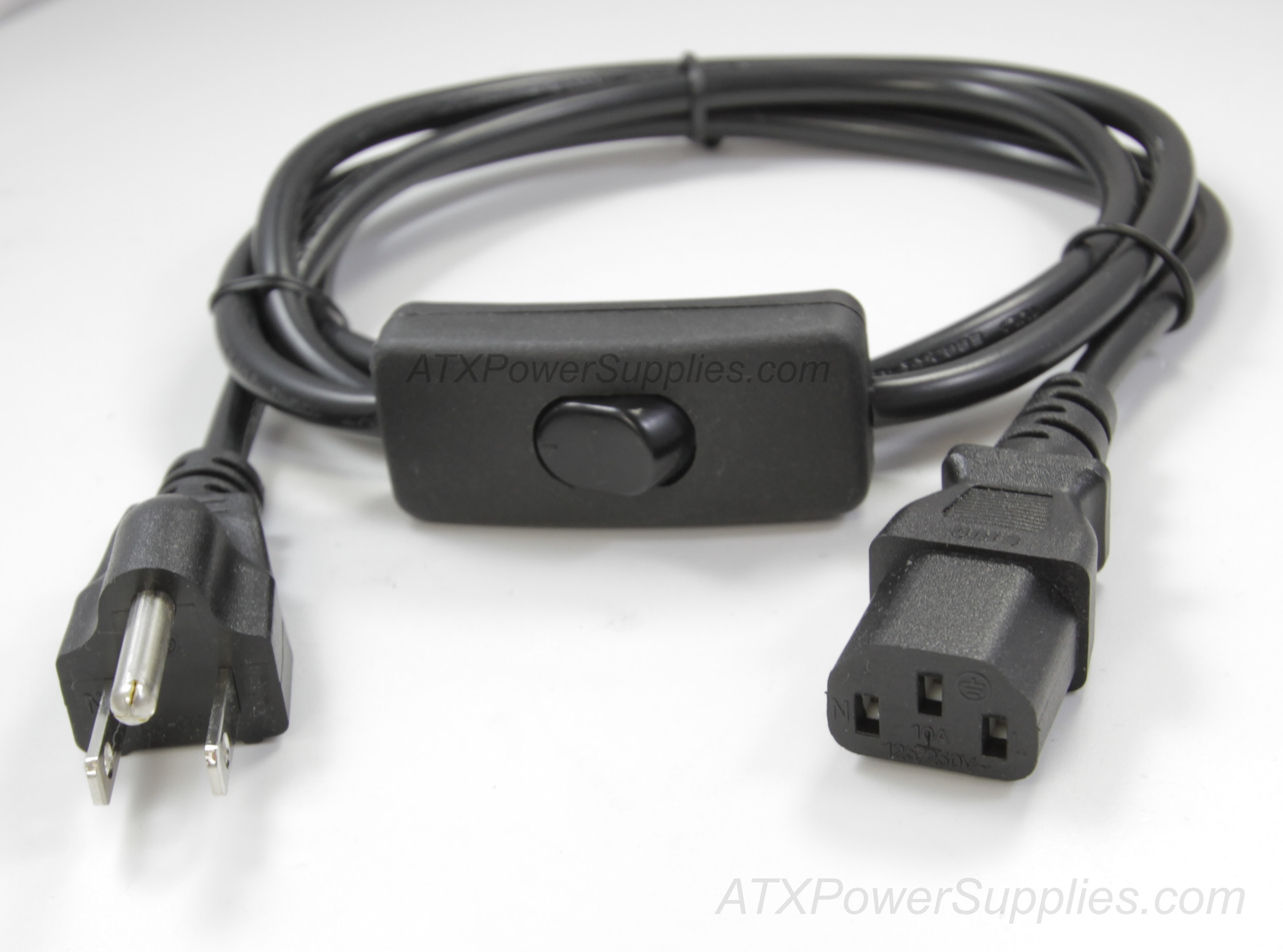 Computer Power Cord with Inline Power Switch