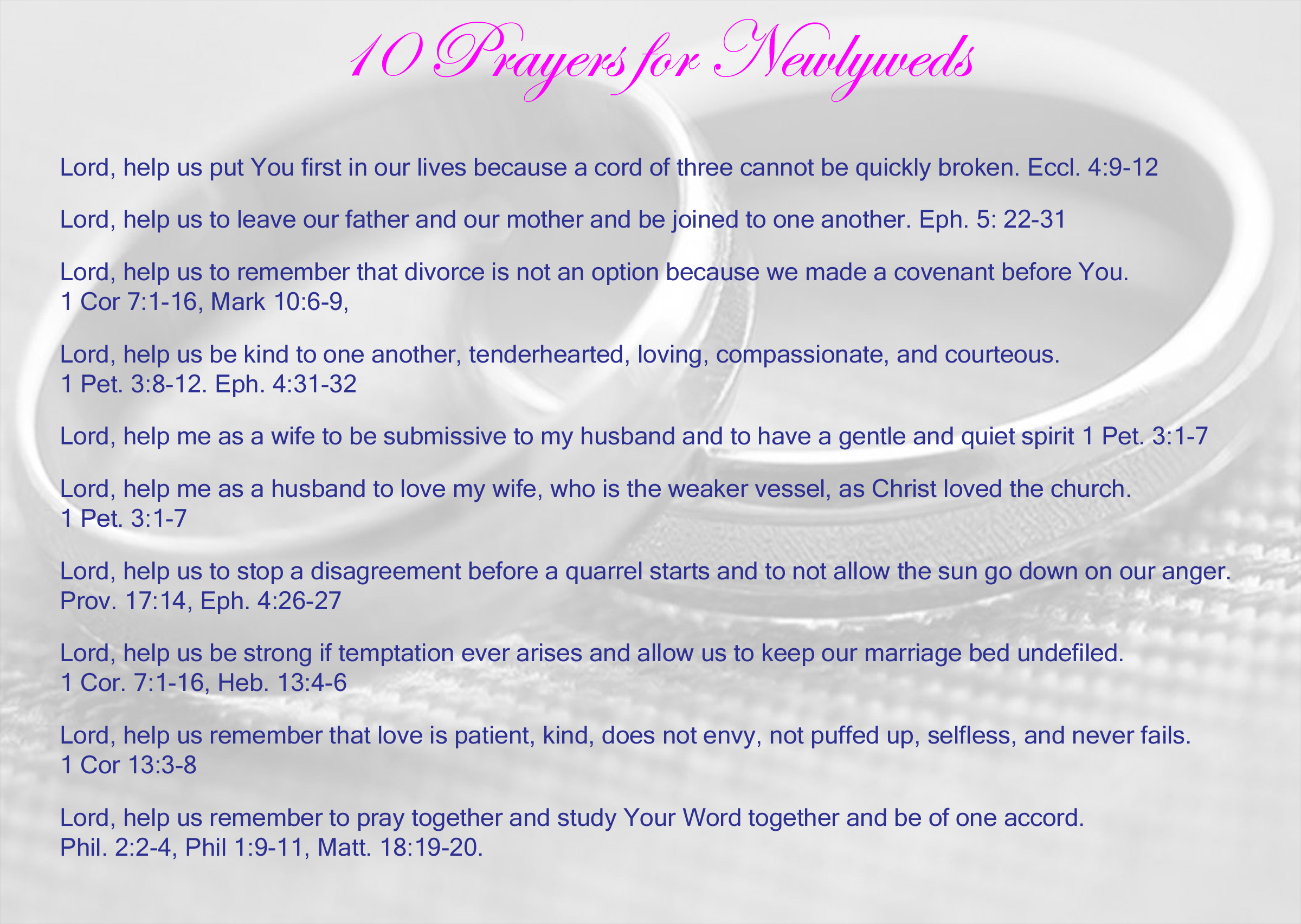 10 Prayers for Newlyweds – Prayer In Every City