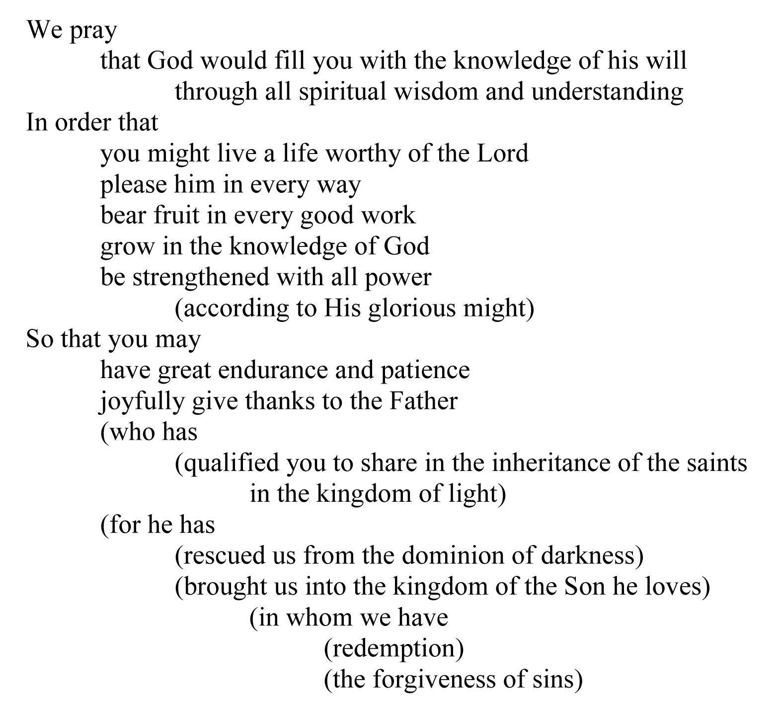 Paul's Prayers: Colossians 1:9-14 | Trinity Fellowship