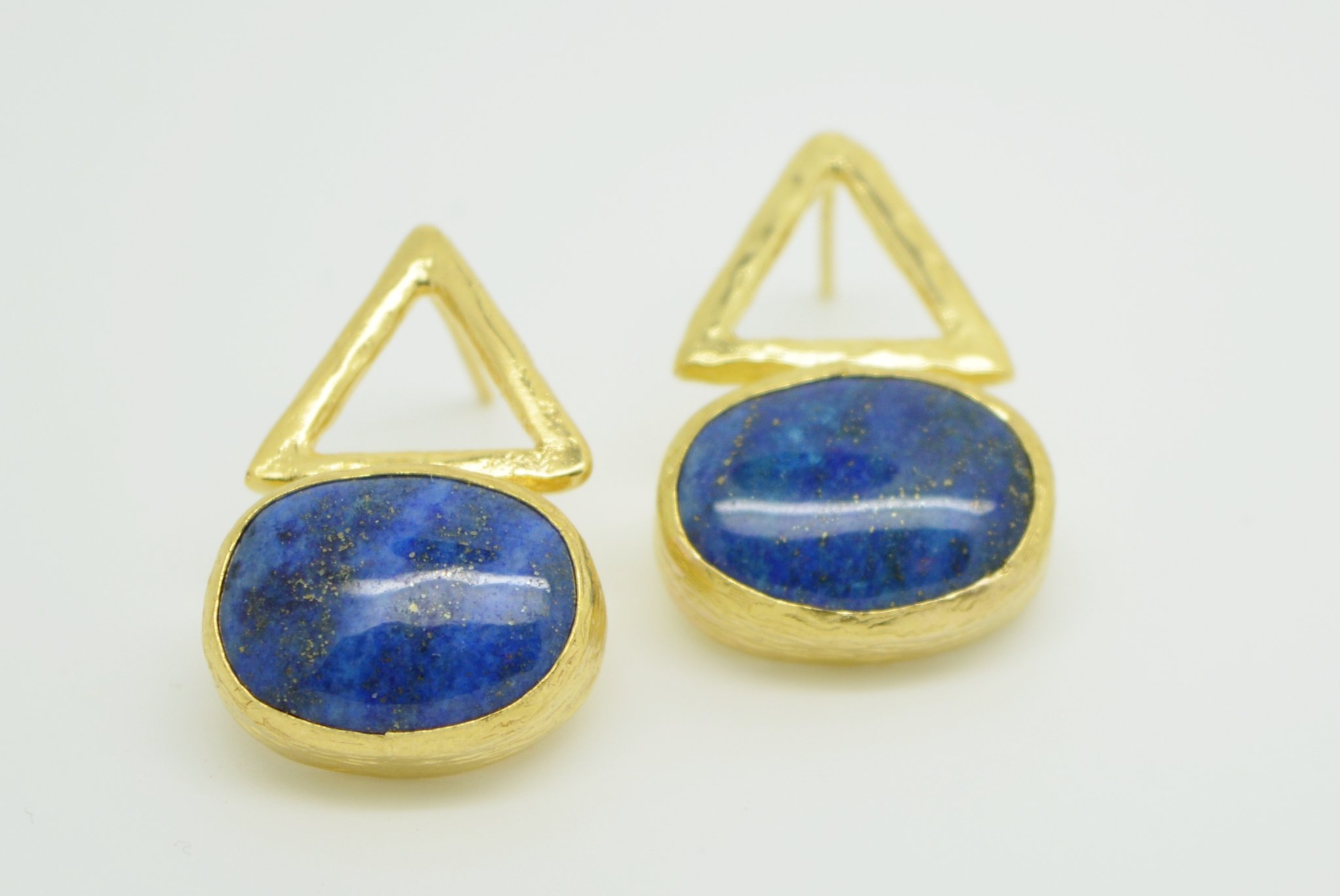 Aylas semi precious gem stone earrings gold plated ottoman Lapis lazul