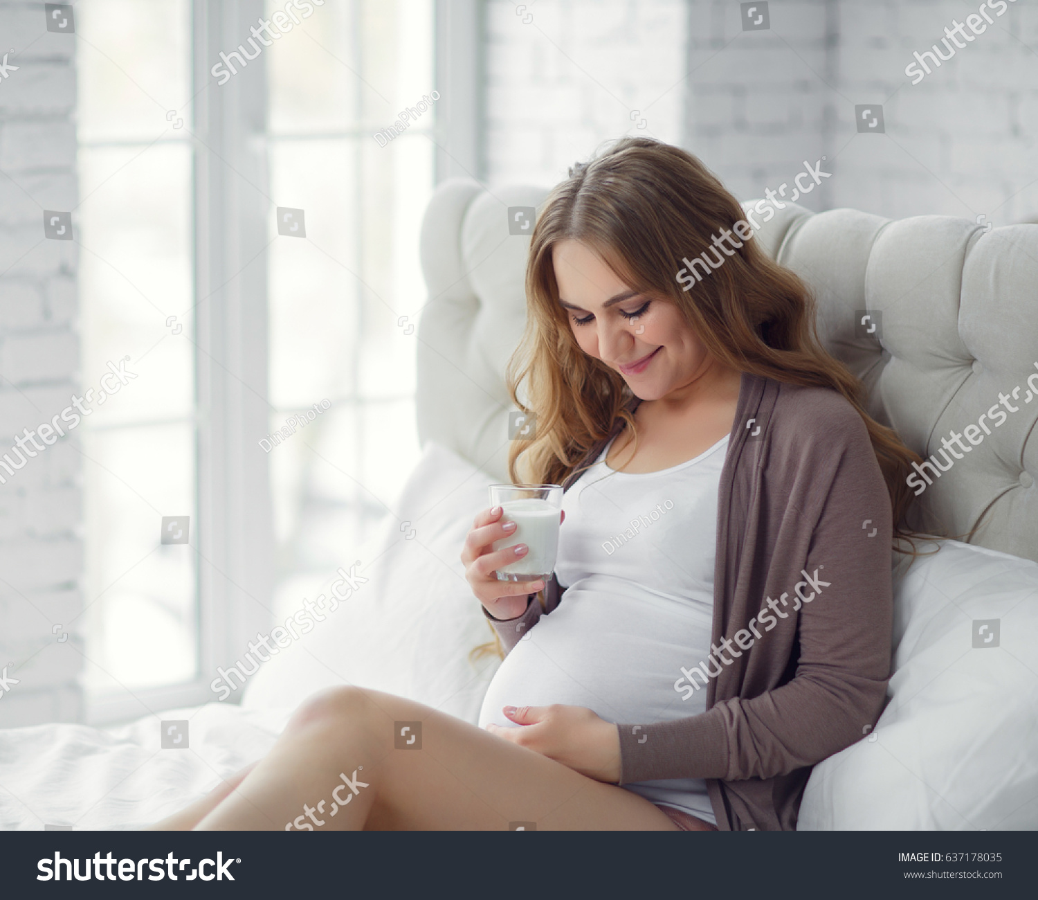 Portrait Beautiful Pregnant Woman Sitting On Stock Photo (Safe to ...