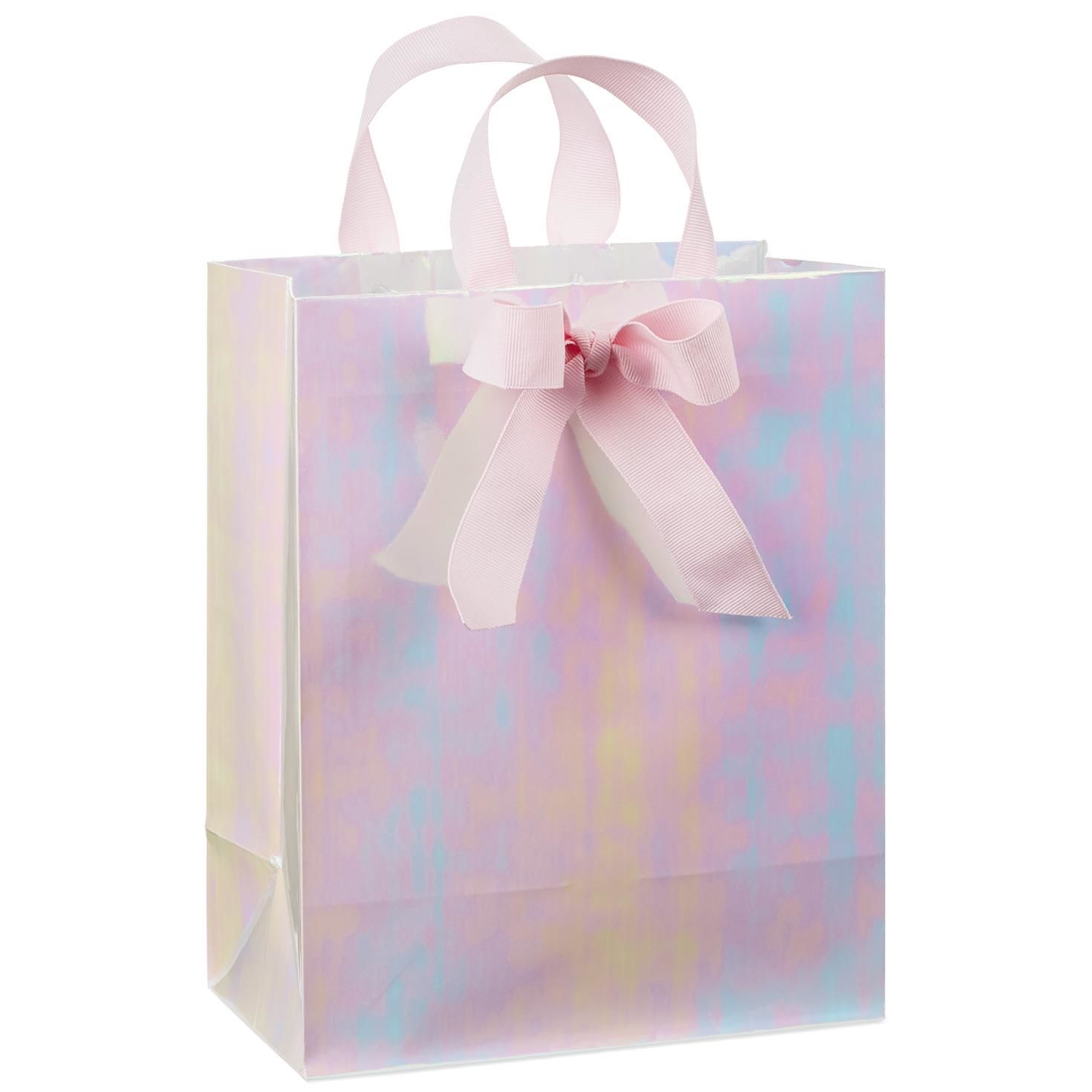 Pink Iridescent Medium Gift Bag, 9.5