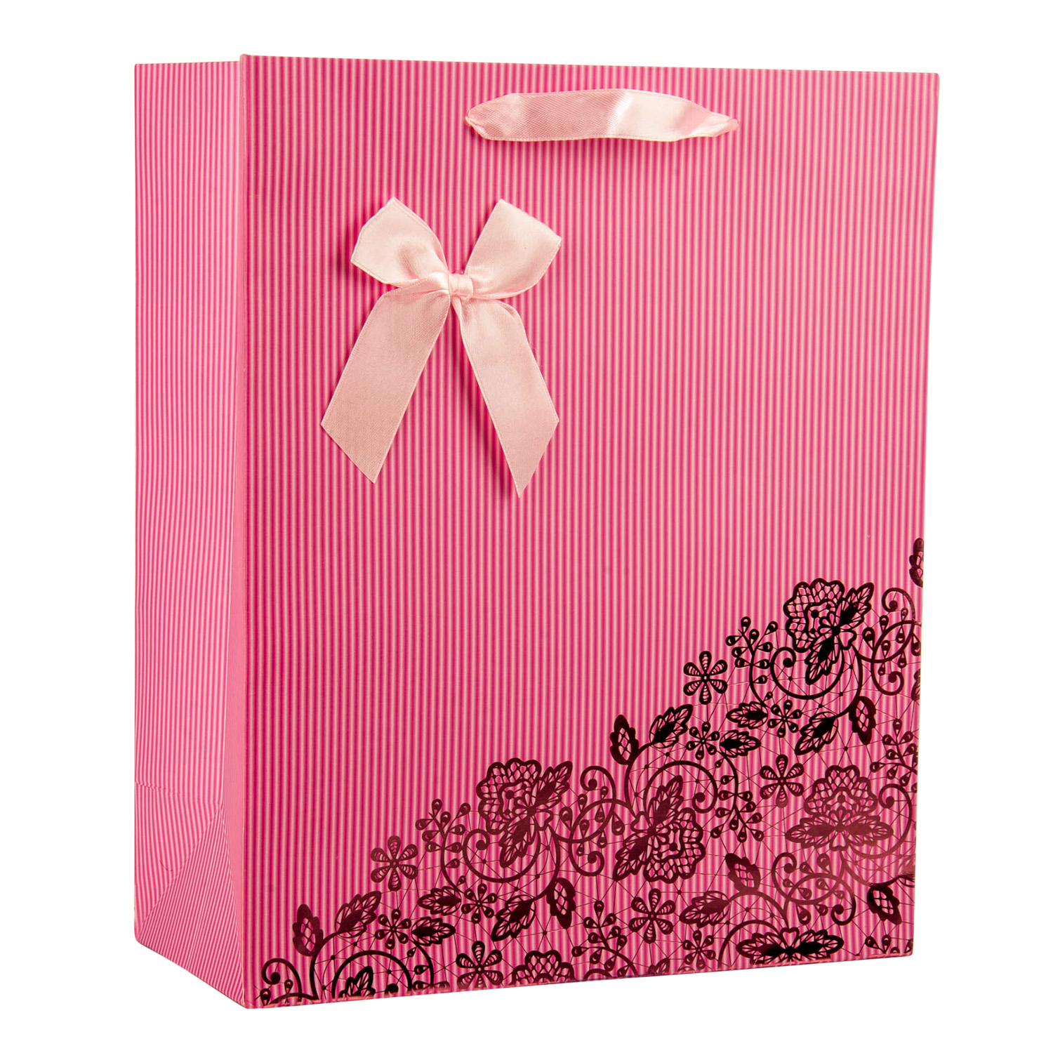 12 PCS Iridescent Relief Pattern Flowers & Bow Paper Gift Bag Handle ...