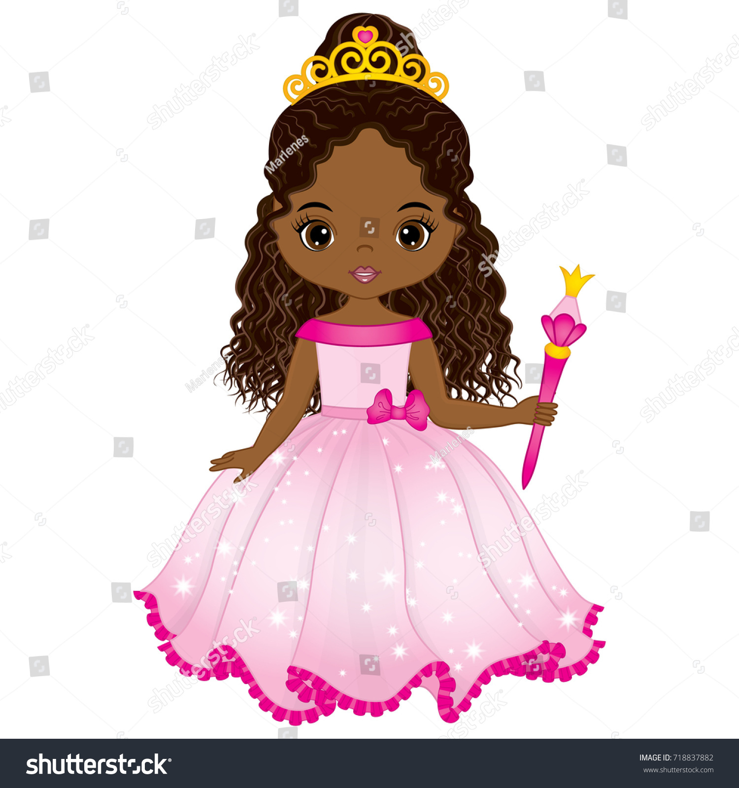 Vector Beautiful African American Princess Pink Stock Vector ...
