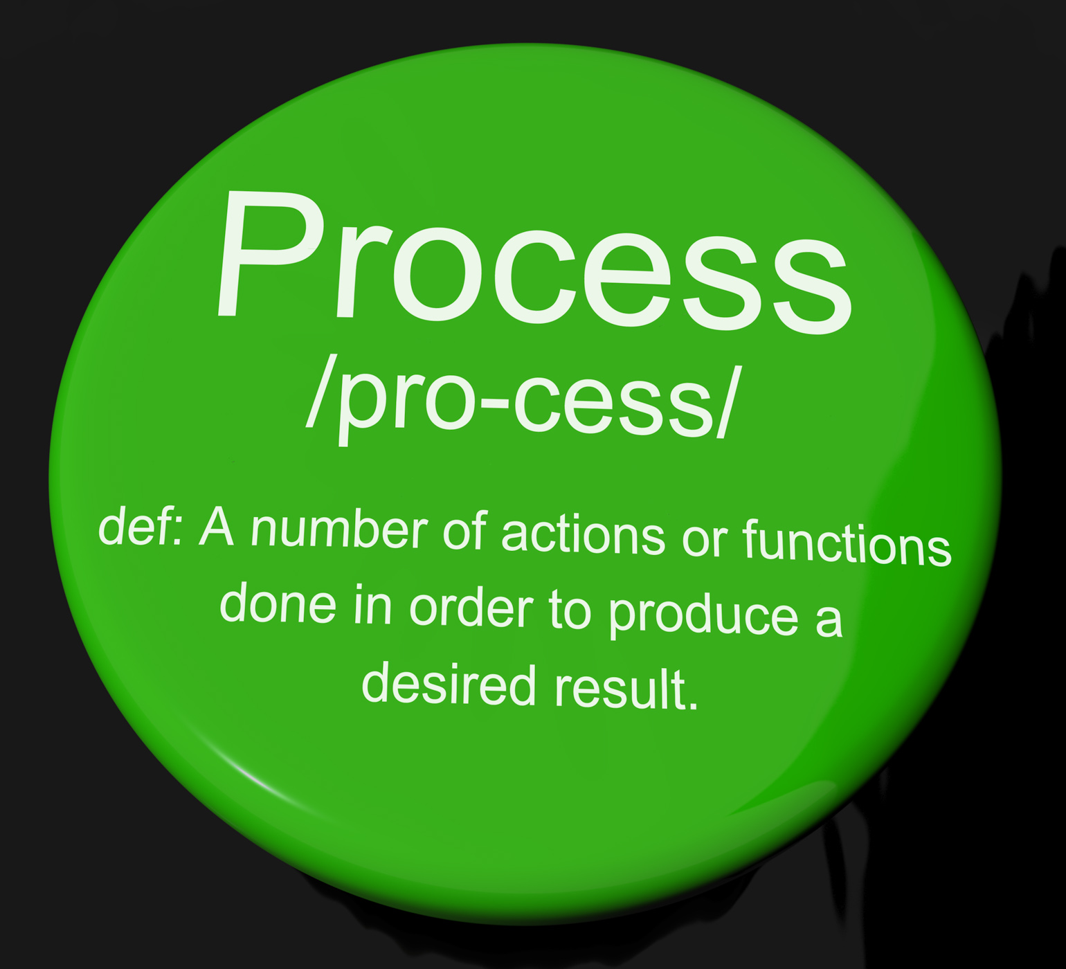 Process definition button showing result from actions or functions photo