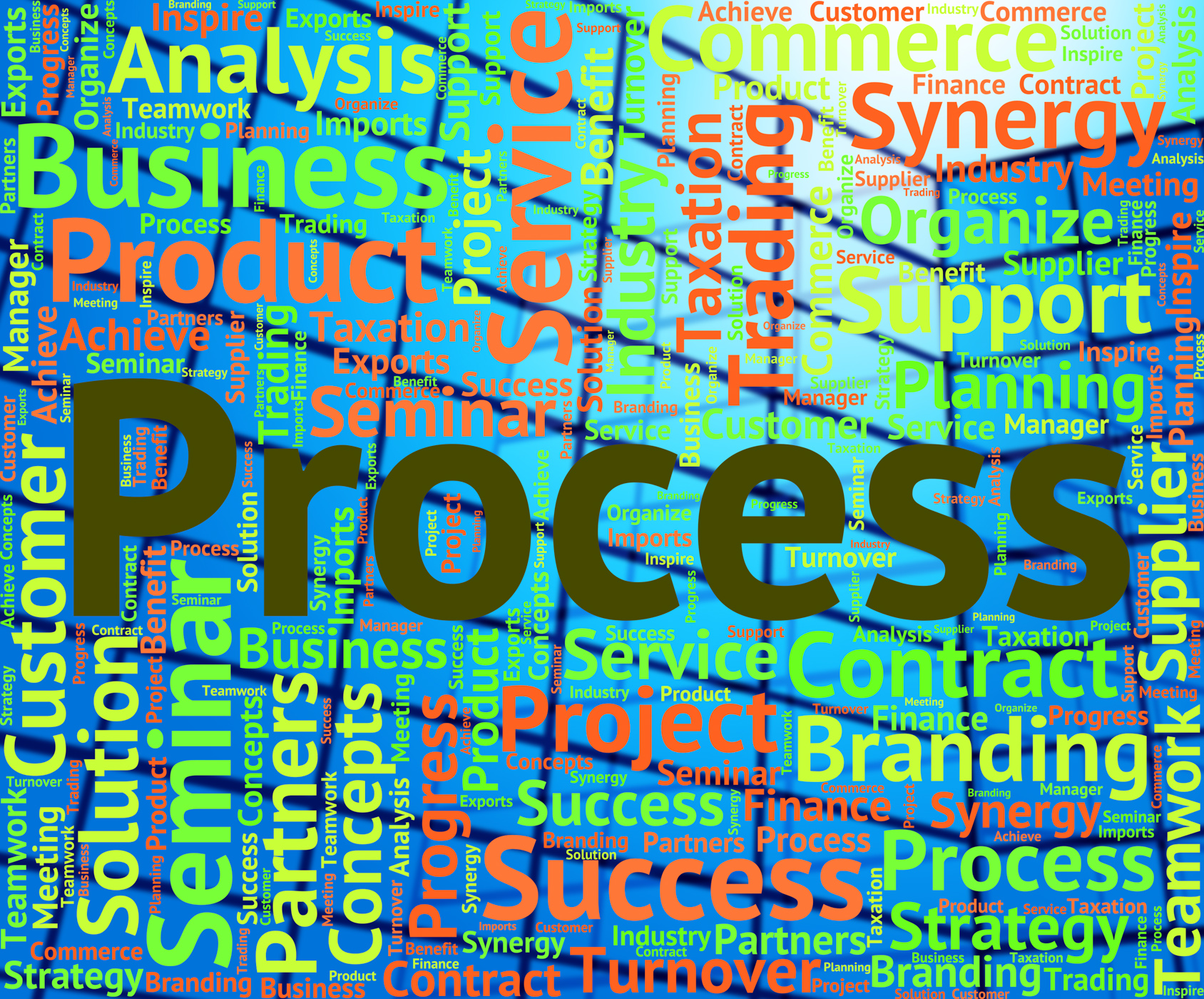 Process word shows processes words and undertaking photo
