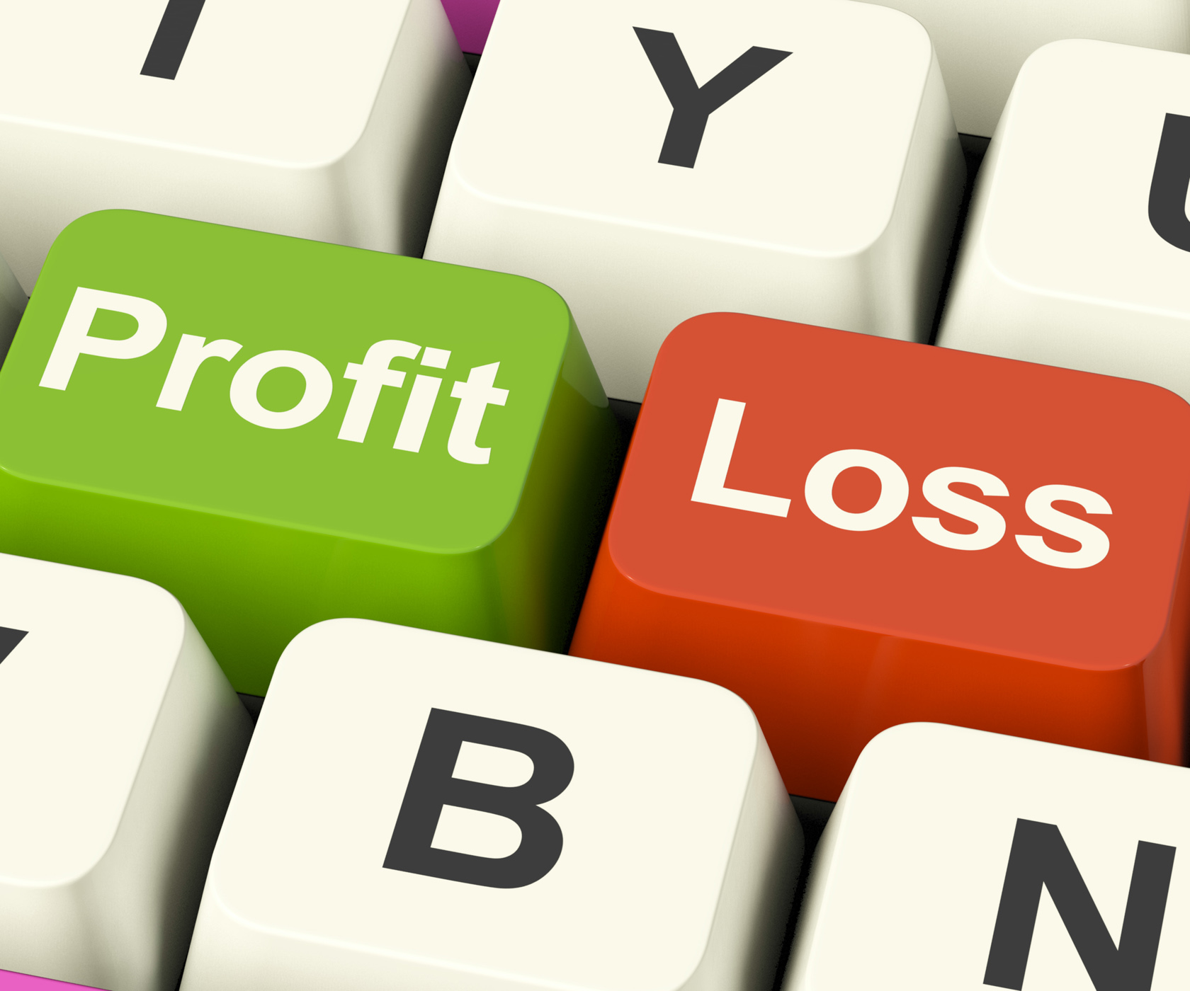 Profit or loss keys showing returns for internet business photo