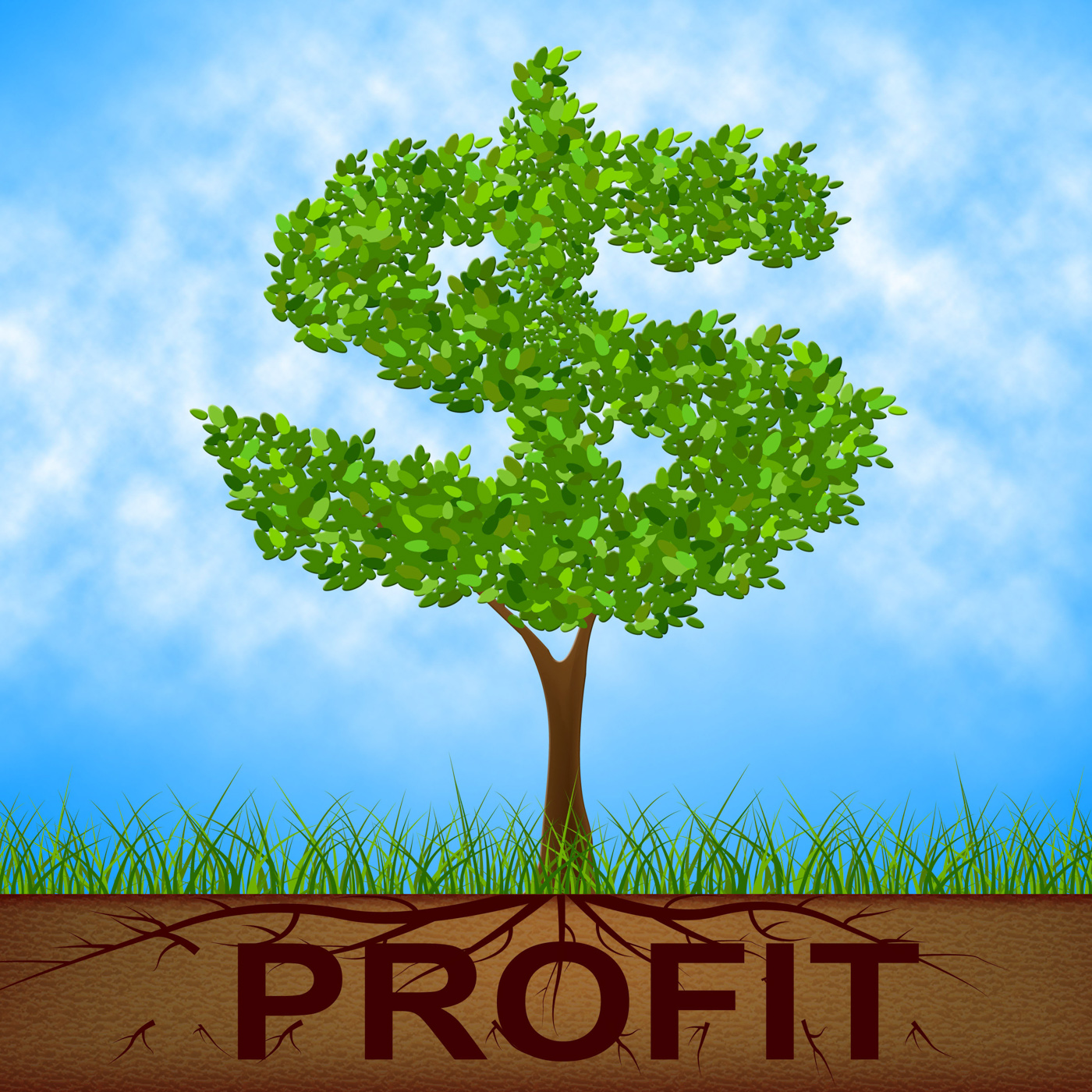 Profit tree shows united states and banking photo