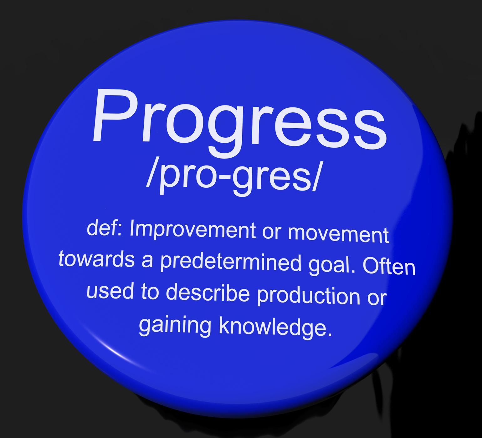 Progress definition button showing achievement growth and development photo