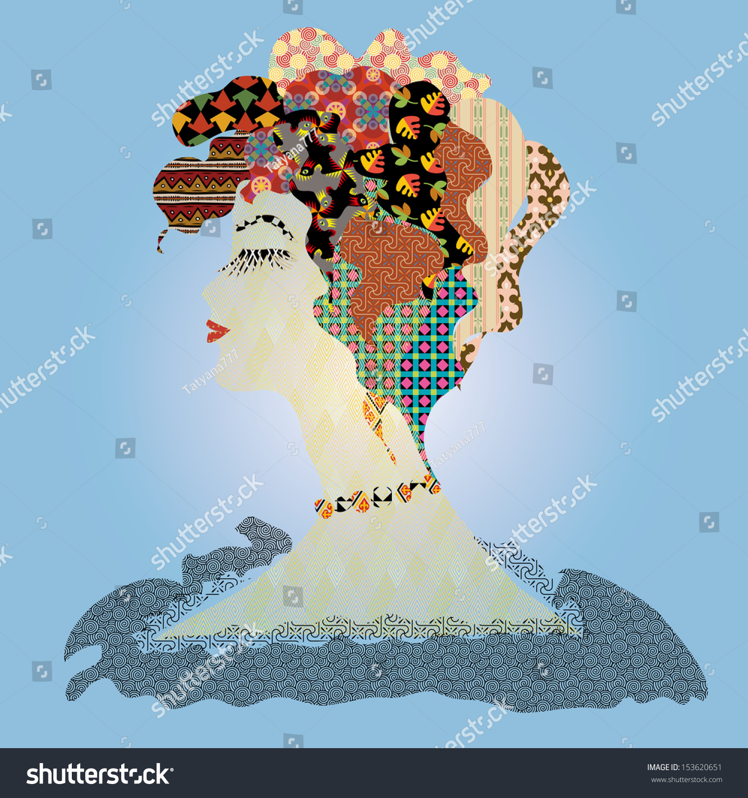 Profile Proud Beauty Raster Image Stock Illustration 153620651 ...