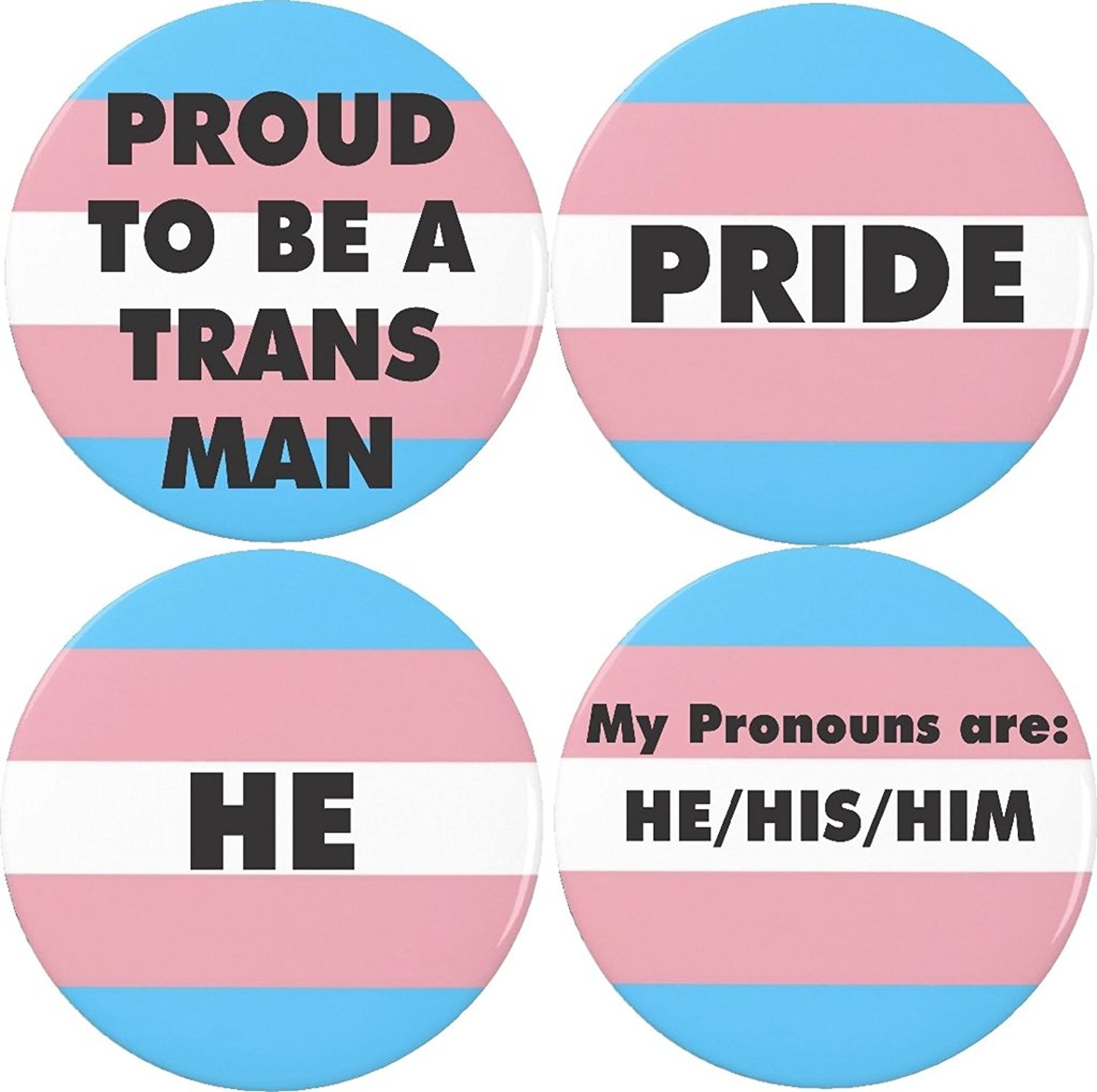 Amazon.com: Set 4 Proud to be a TRANS Man Transgender Flag Pronouns ...