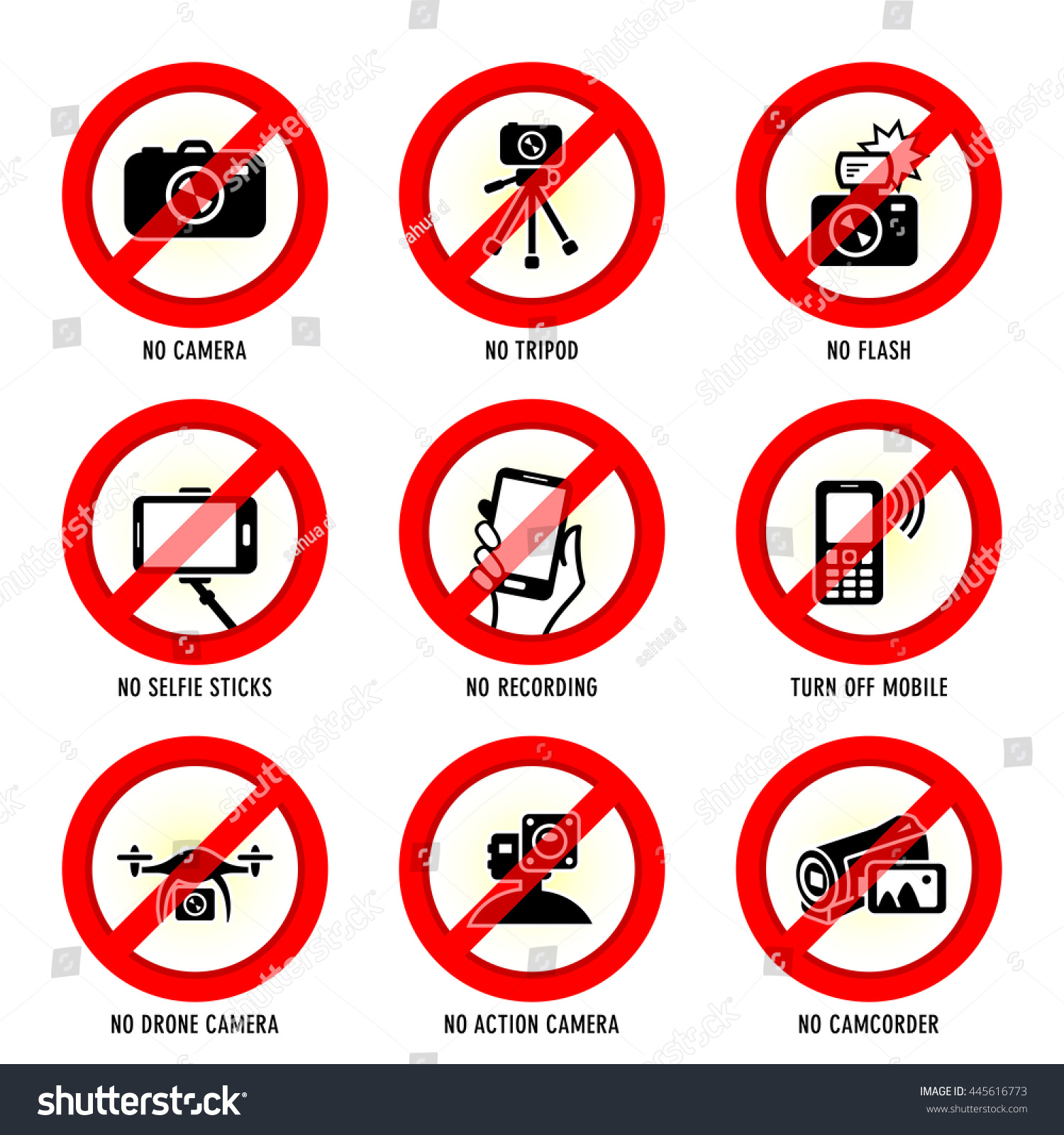 Public Places Media Prohibited Signs Stock Vector HD (Royalty Free ...