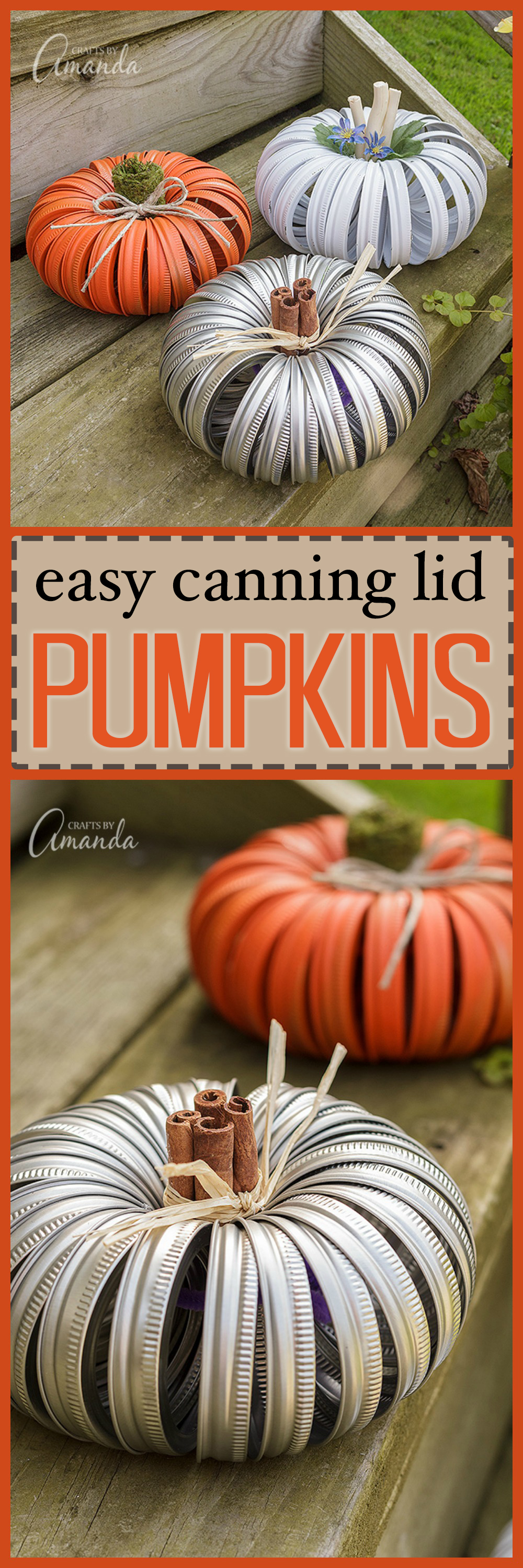 Mason Jar Lid Pumpkins: one pumpkin, several designs to make