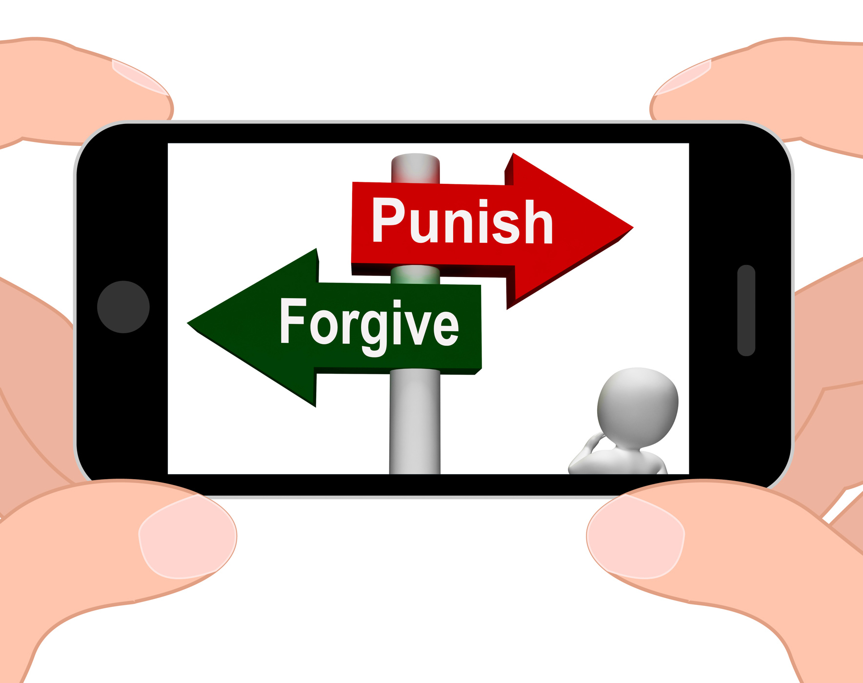 Punish forgive signpost displays punishment or forgiveness photo