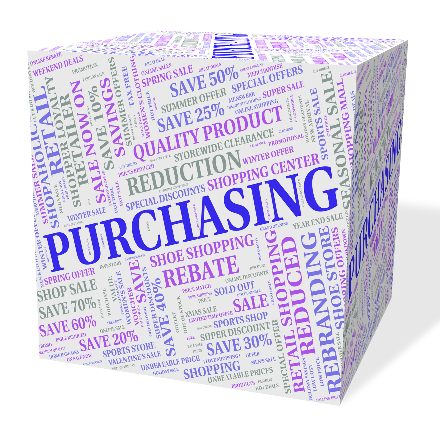 Purchasing cube means client purchase and text photo