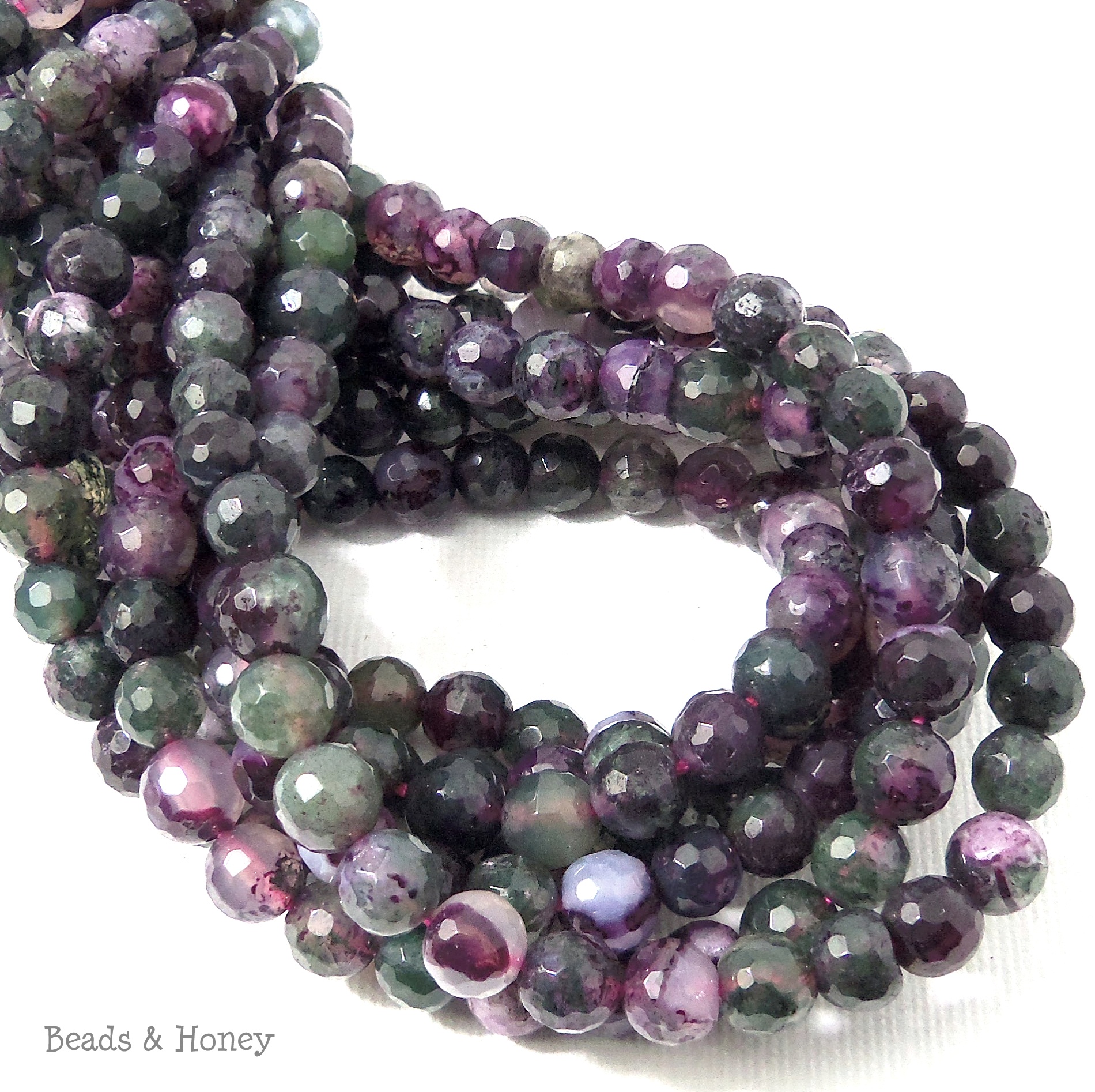 Green Purple Fired Agate Round Faceted 6mm (15 Inch Strand)