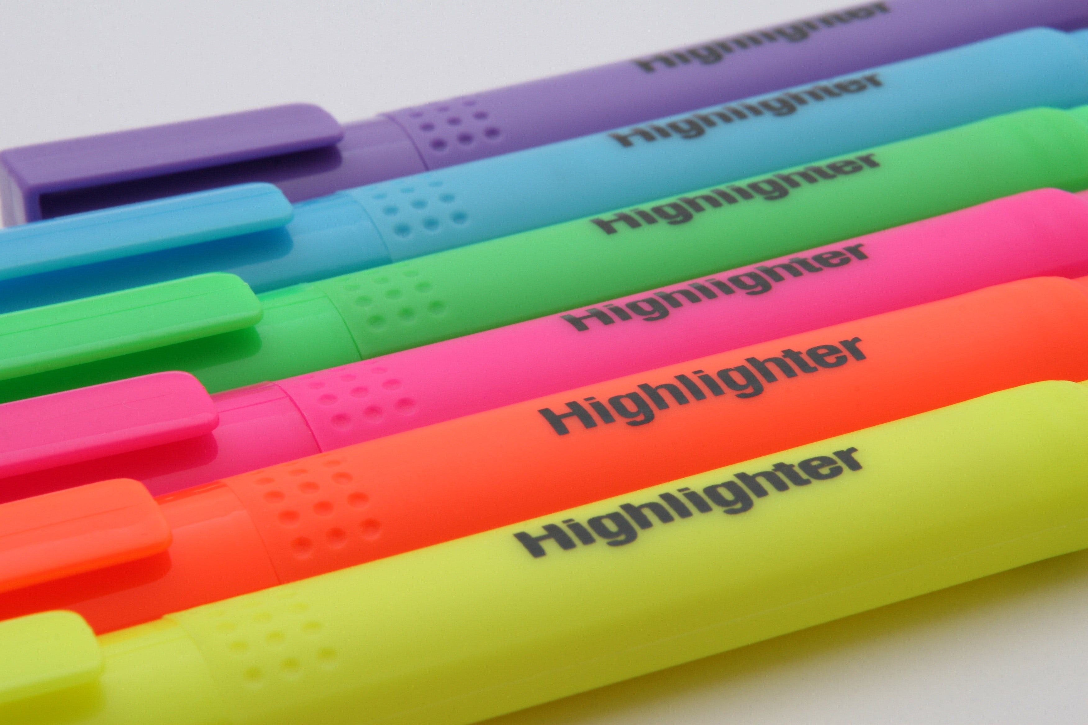 Purple Blue Green Pink Orange and Yellow Highlighter, Artistic, Highlighter, Six, Set, HQ Photo