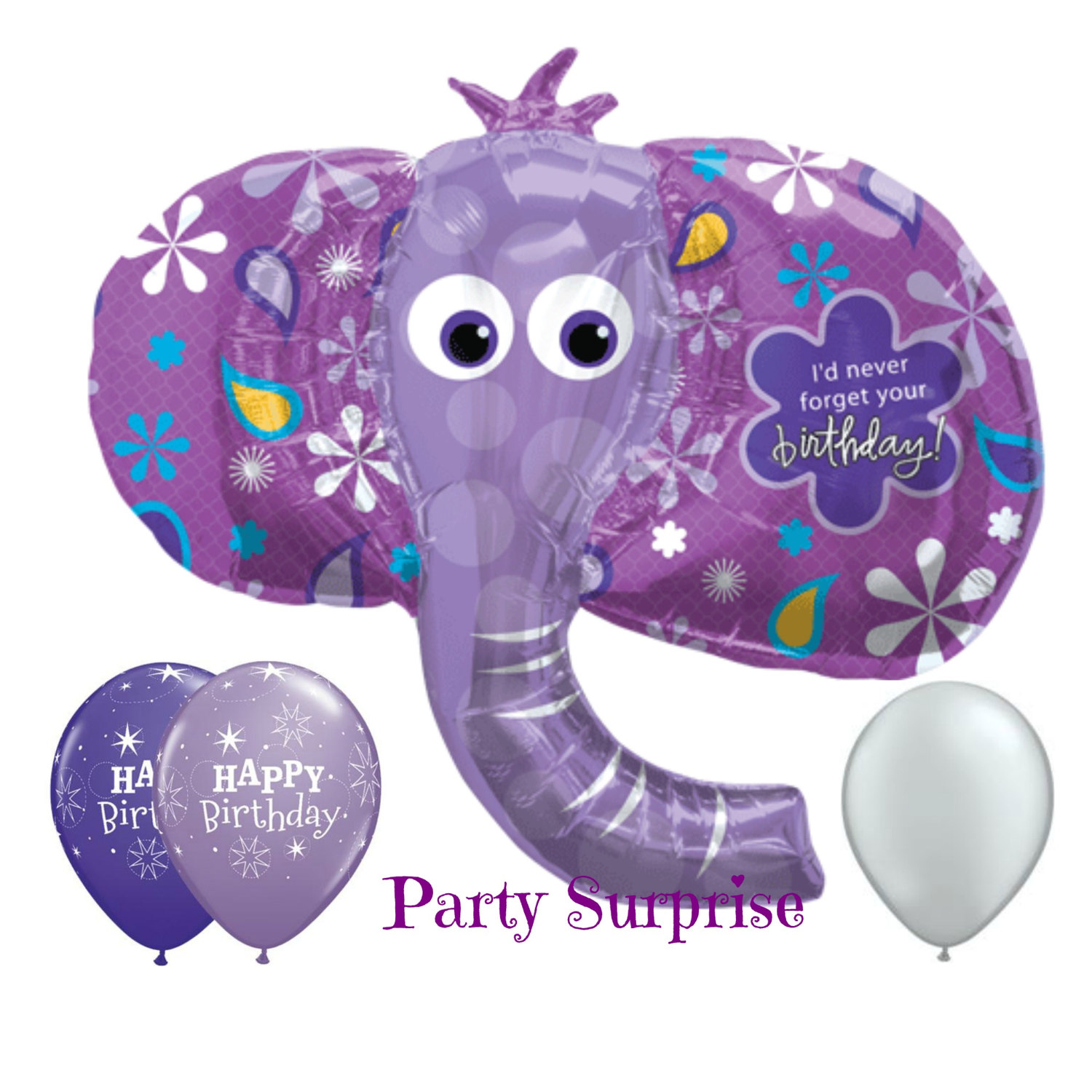 Sale Elephant Birthday Balloon Jumbo Purple Elephant Happy
