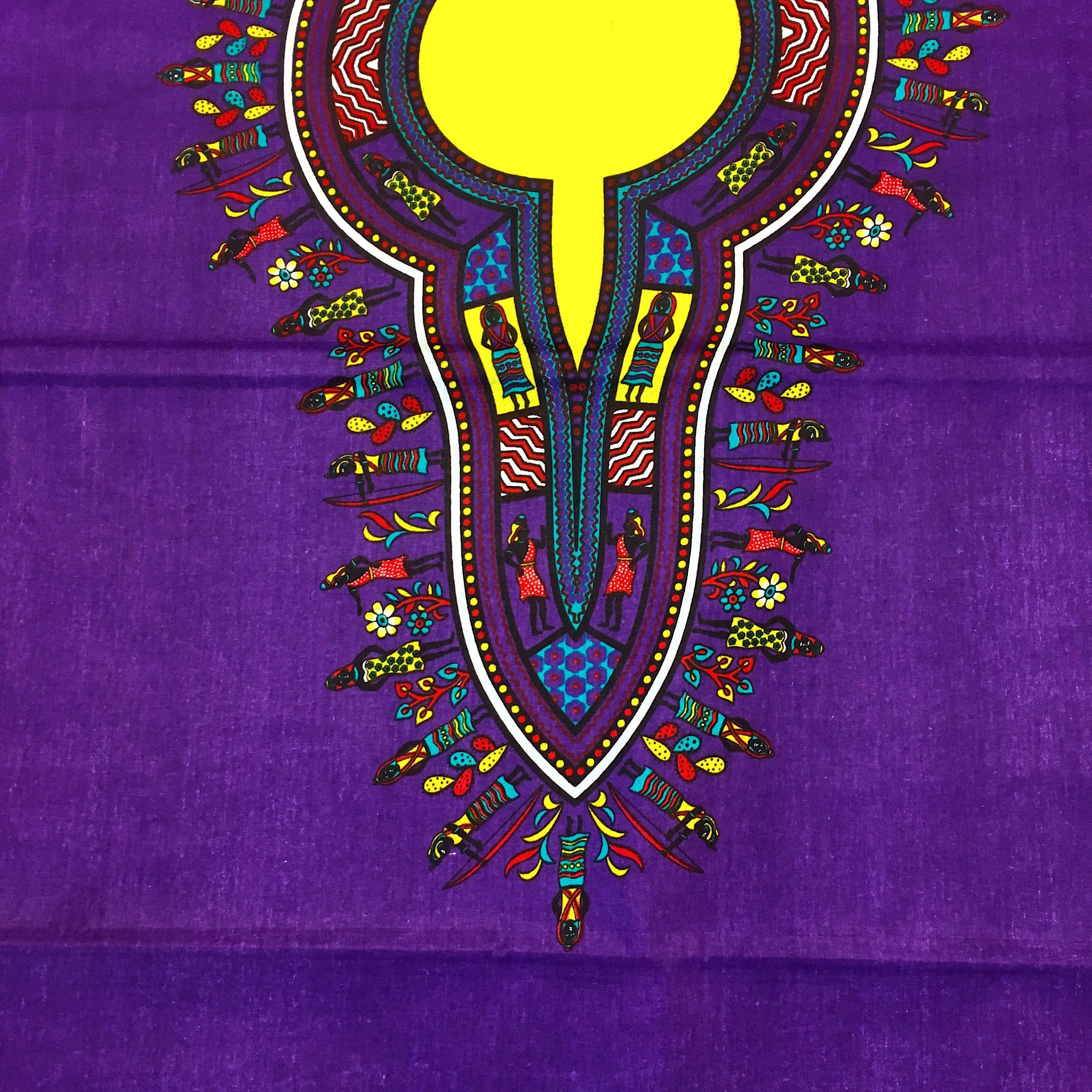 Purple Dashiki Fabric Angelina Print Shirt 100% Cotton By the Yard ...