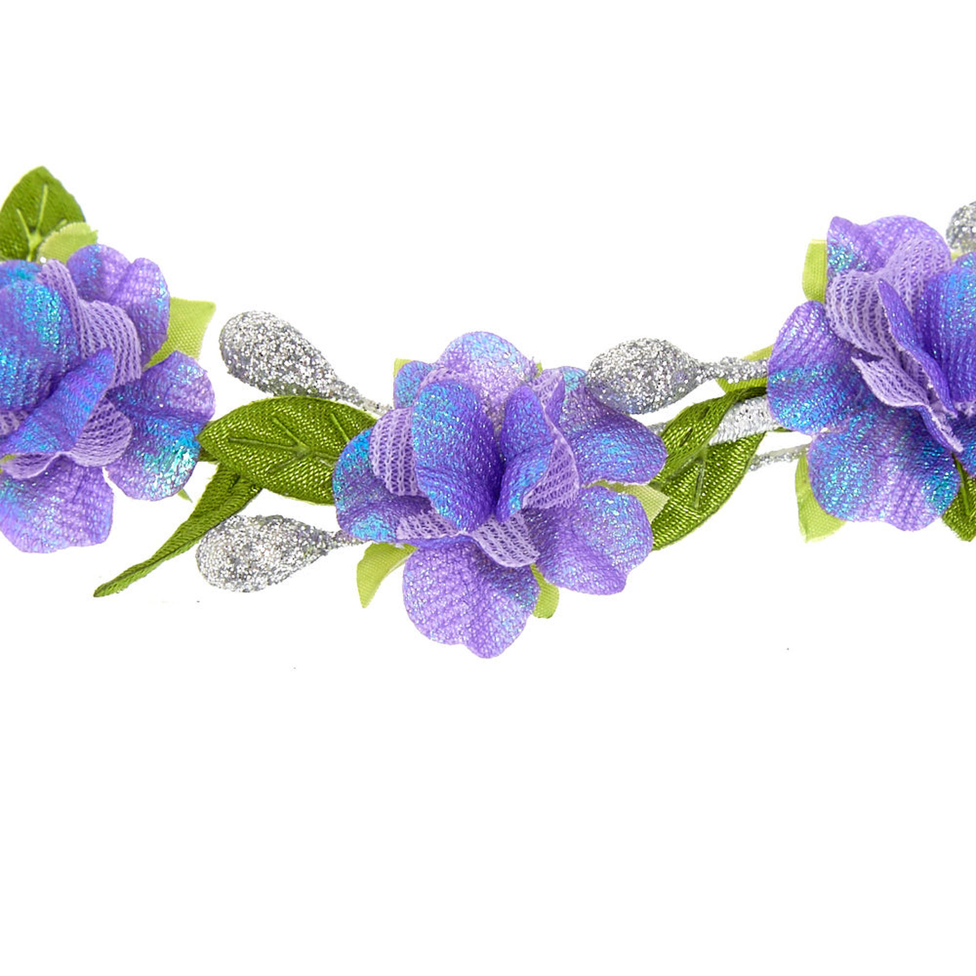 Purple & Silver Flower Crown Headwrap | Claire's