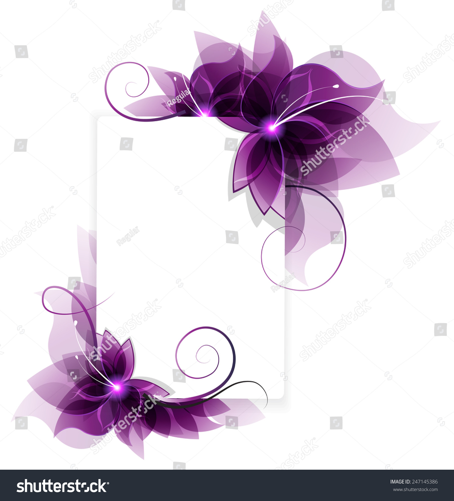 Transparent Purple Flowers On White Background Stock Vector ...