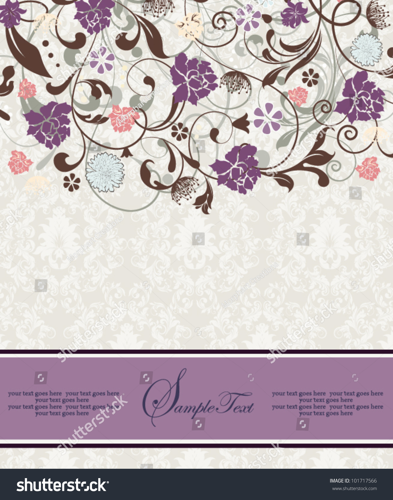 Bridal Shower Invitation Purple Flowers Stock Vector 101717566 ...