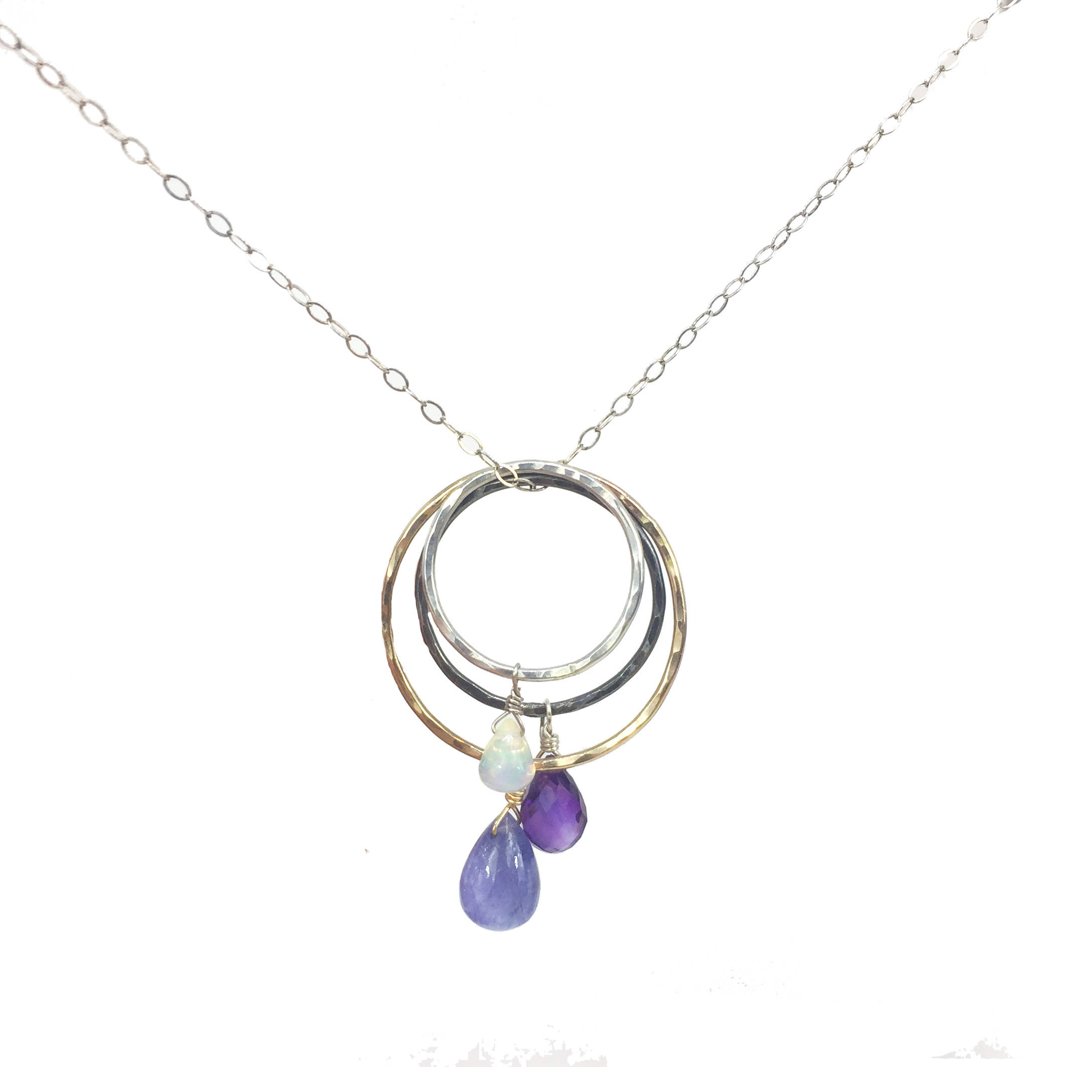 Gemstone pendant necklace purple gemstone necklace February