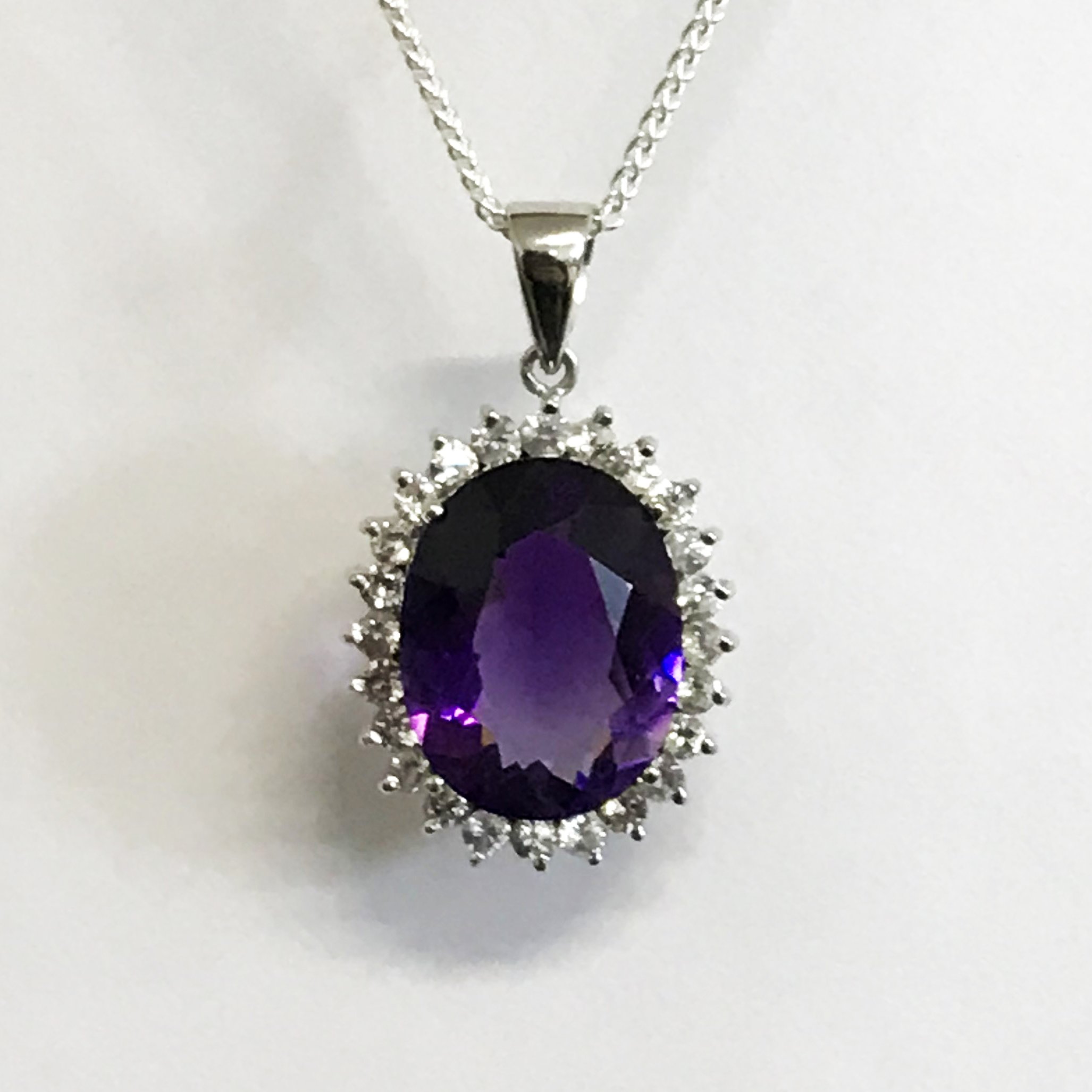 Real Amethyst and White Topaz Gemstone Necklace – www ...