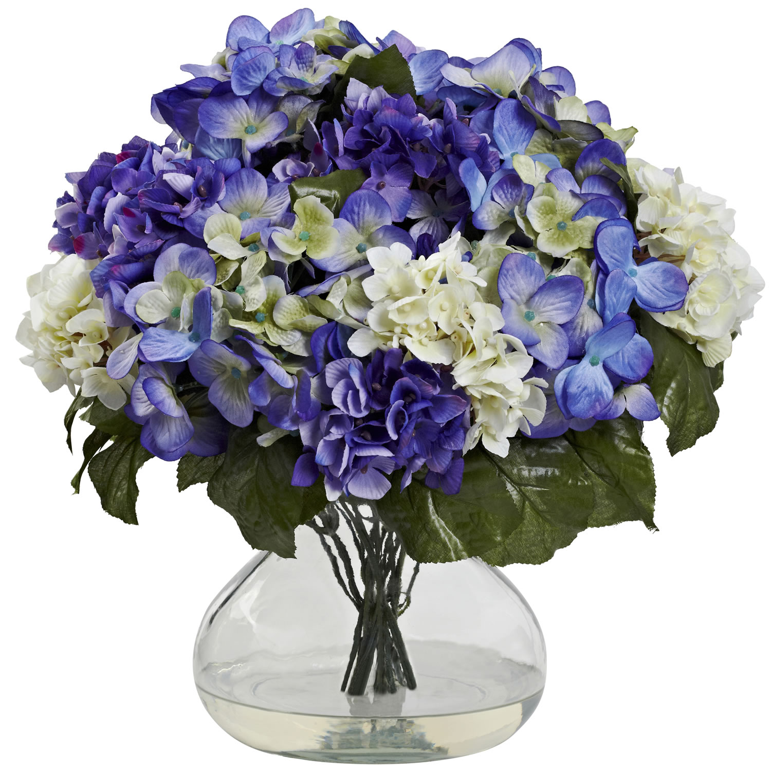 Blue Purple Hydrangea Silk Flower Centerpiece | Cheerful Table Decor