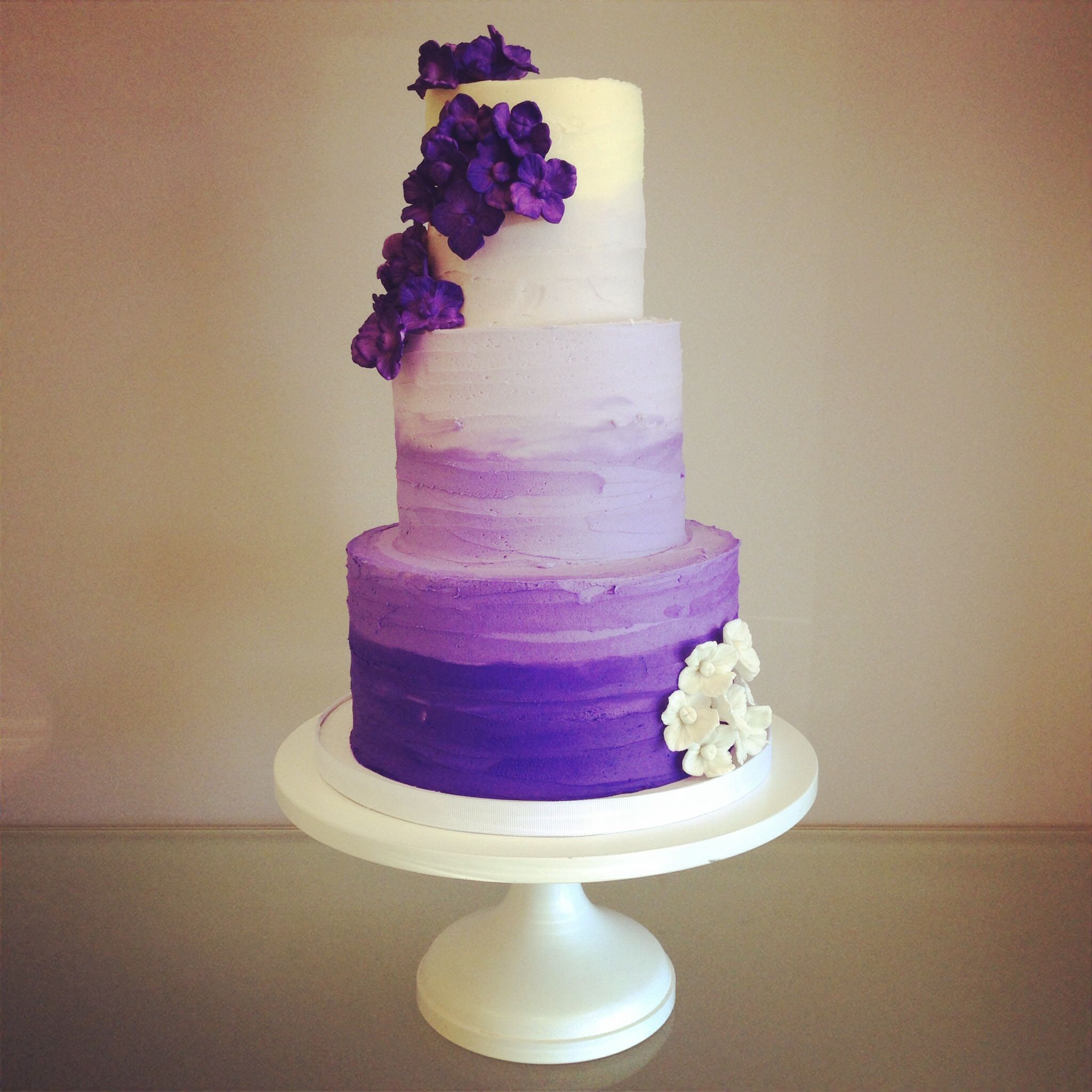 Buttercream Wedding Cakes | Purple ombre, Hydrangea and Ombre