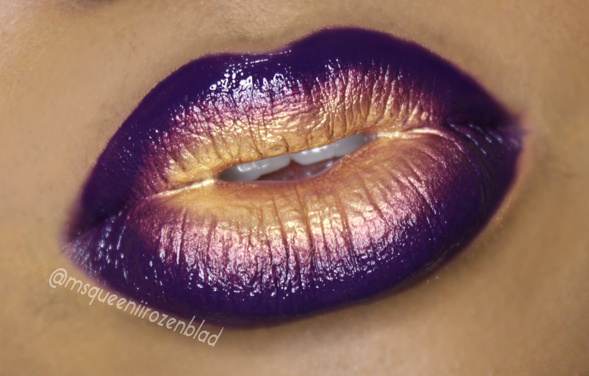 Bold Lips - Ombre lip tutorial -Purple and Gold - Queenii Rozenblad ...