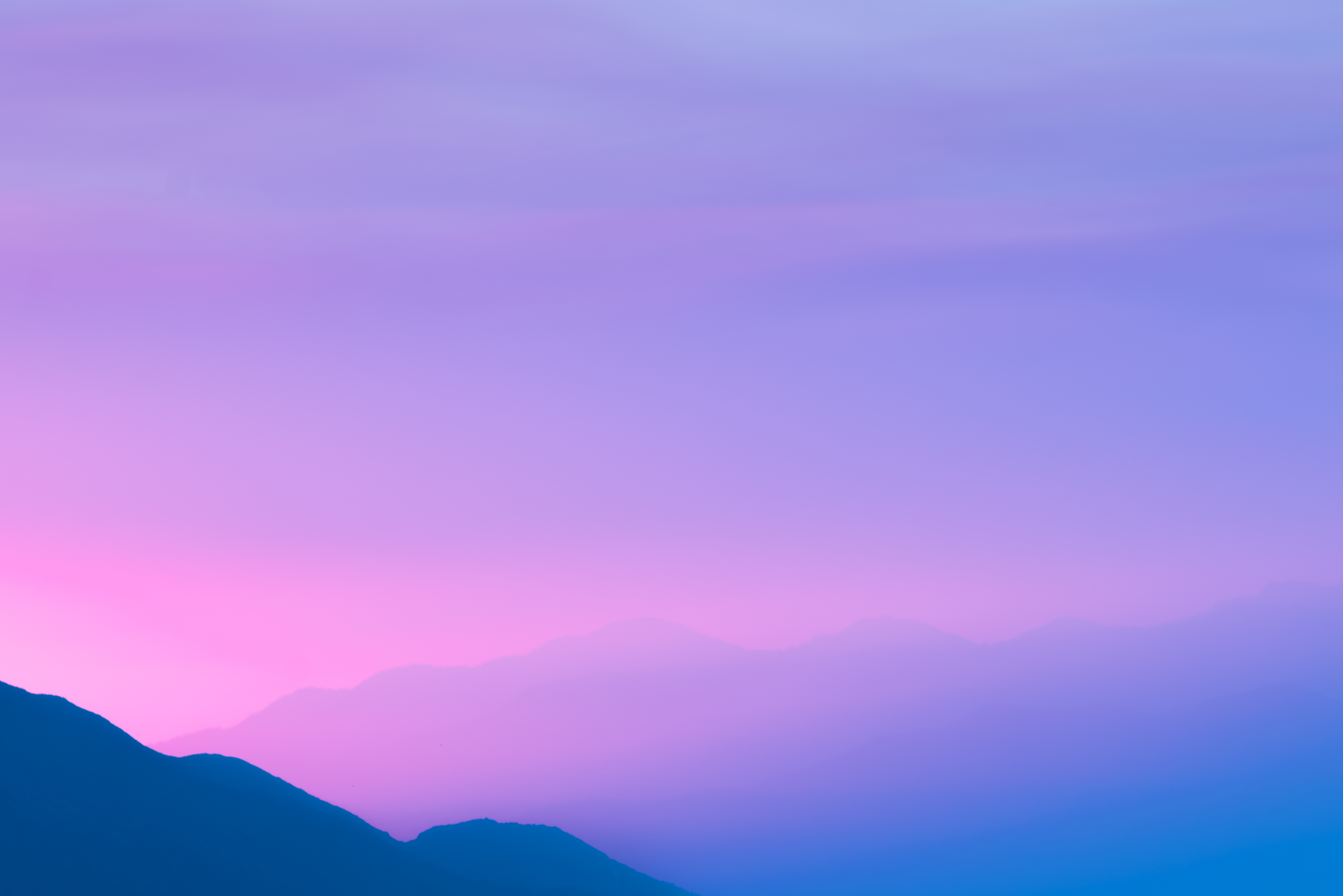 Wallpaper Mountains, Foggy, Purple sky, Sunset, Silhouette, HD, 4K ...