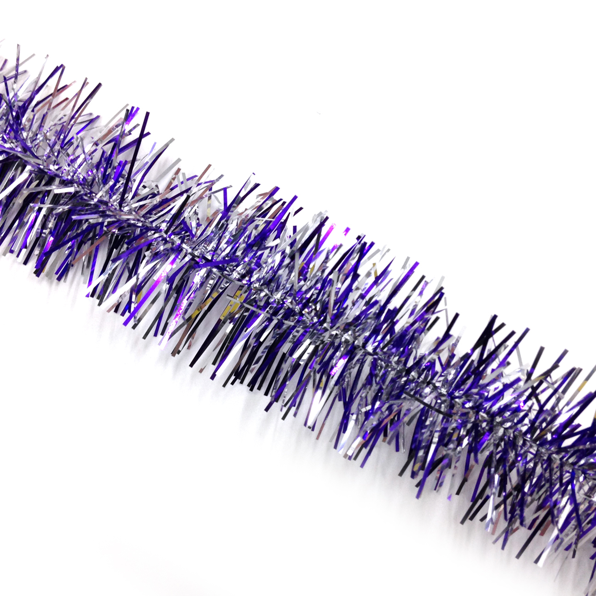 Jaclyn Smith Winter Wishes Purple and Silver Tinsel Garland, 40 in ...