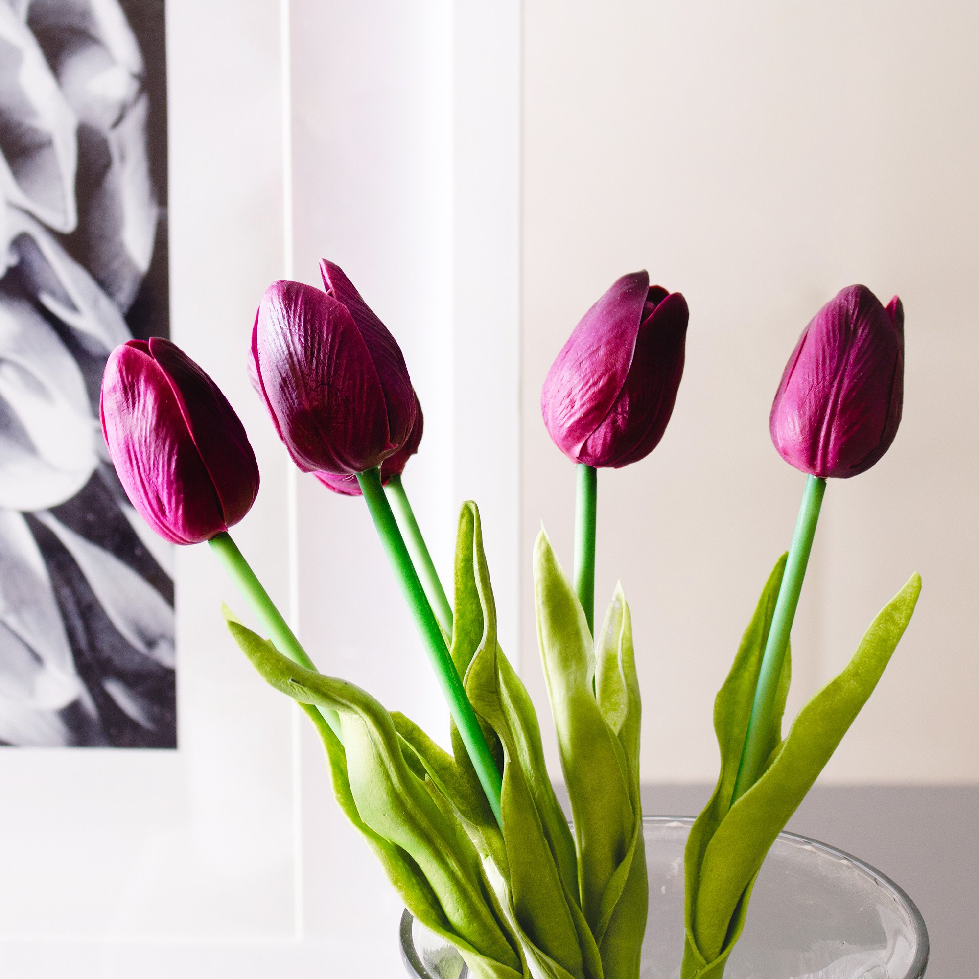 9pcs - 36pcs Mini Plum Purple Tulips Real Touch Silk Flowers - Lana ...