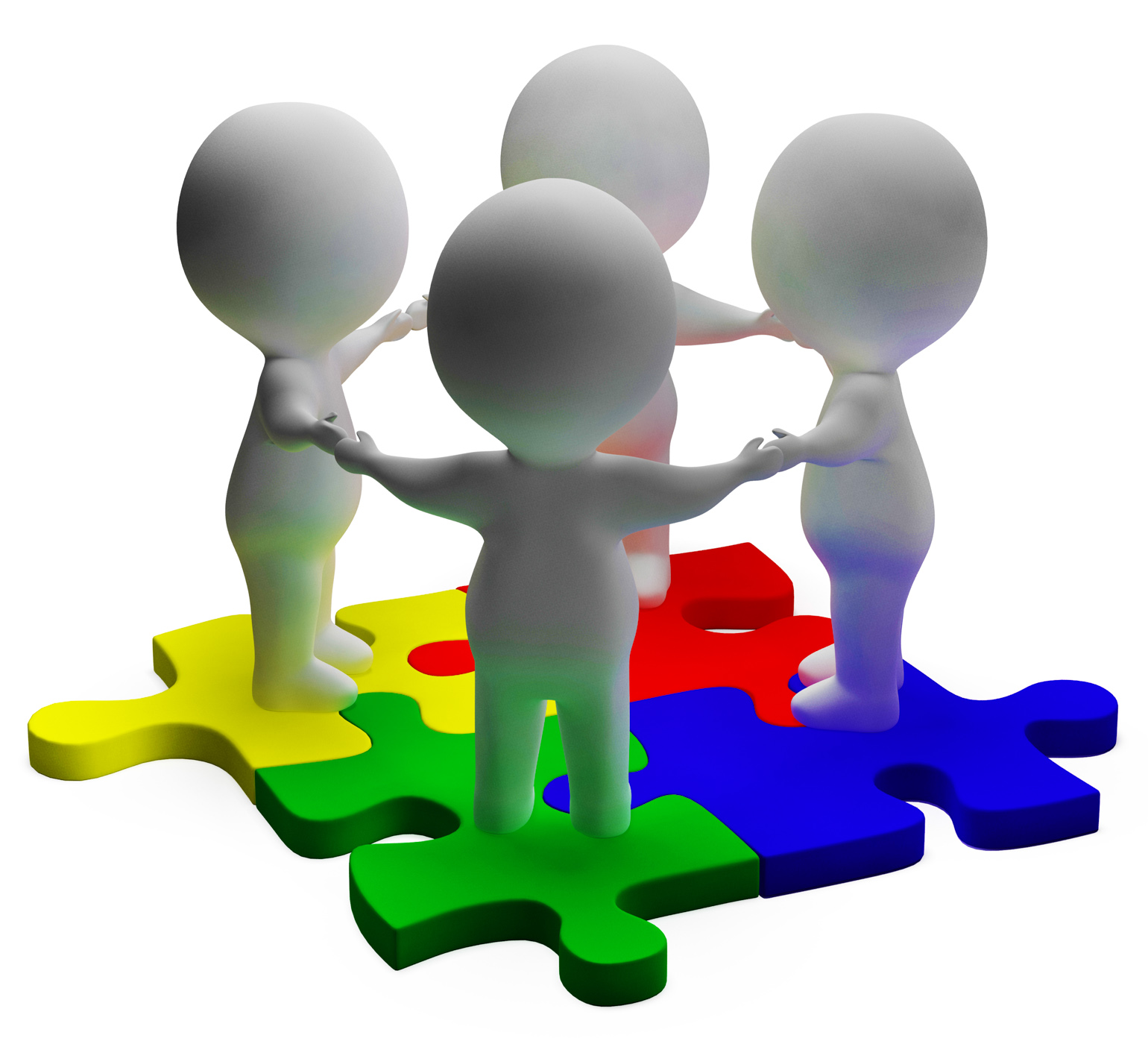 Puzzle Solved And 3d Characters Shows Unity And Teamwork, 3d, Solution, Union, Together, HQ Photo
