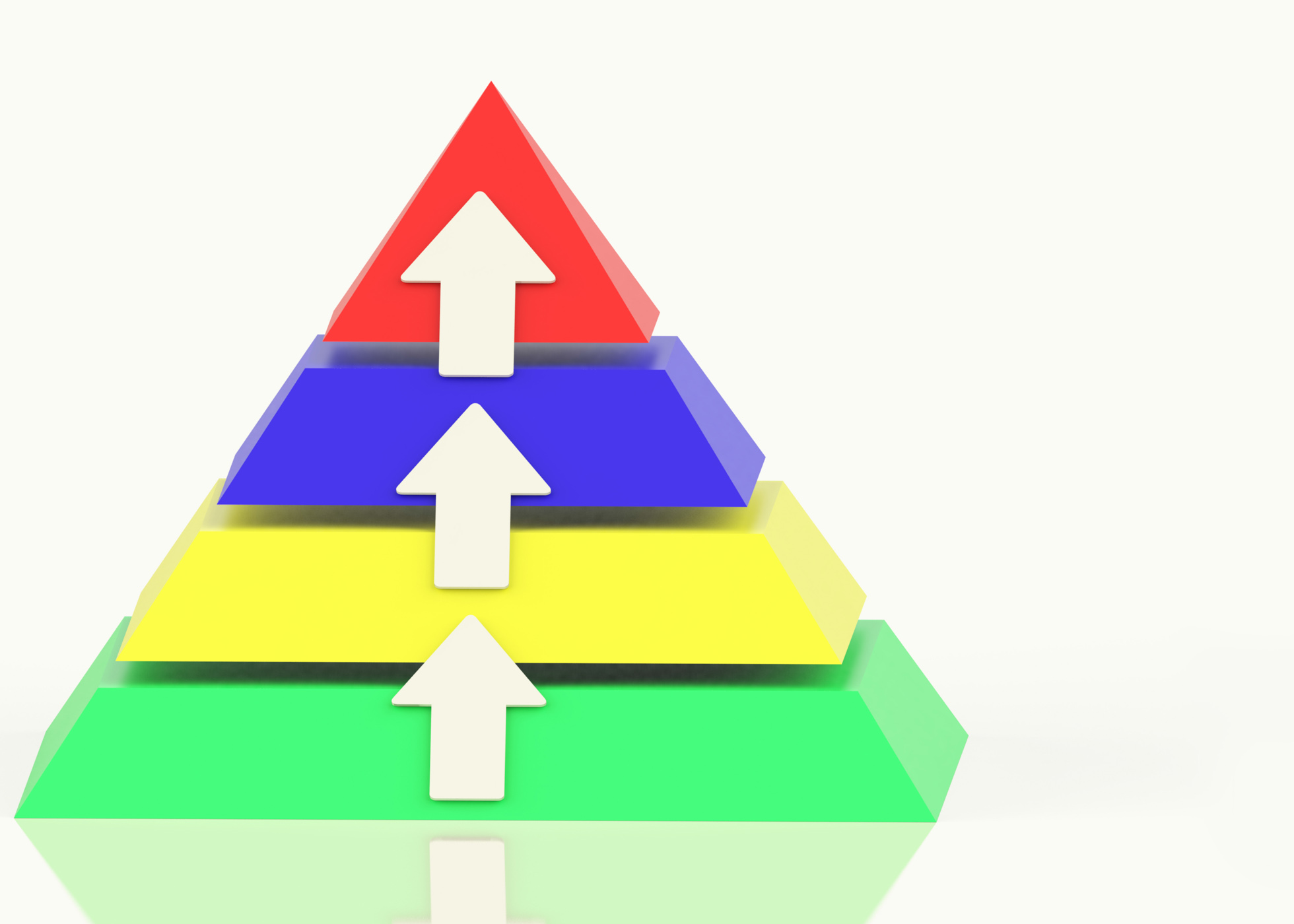 Pyramid with up arrows showing growth or progress photo