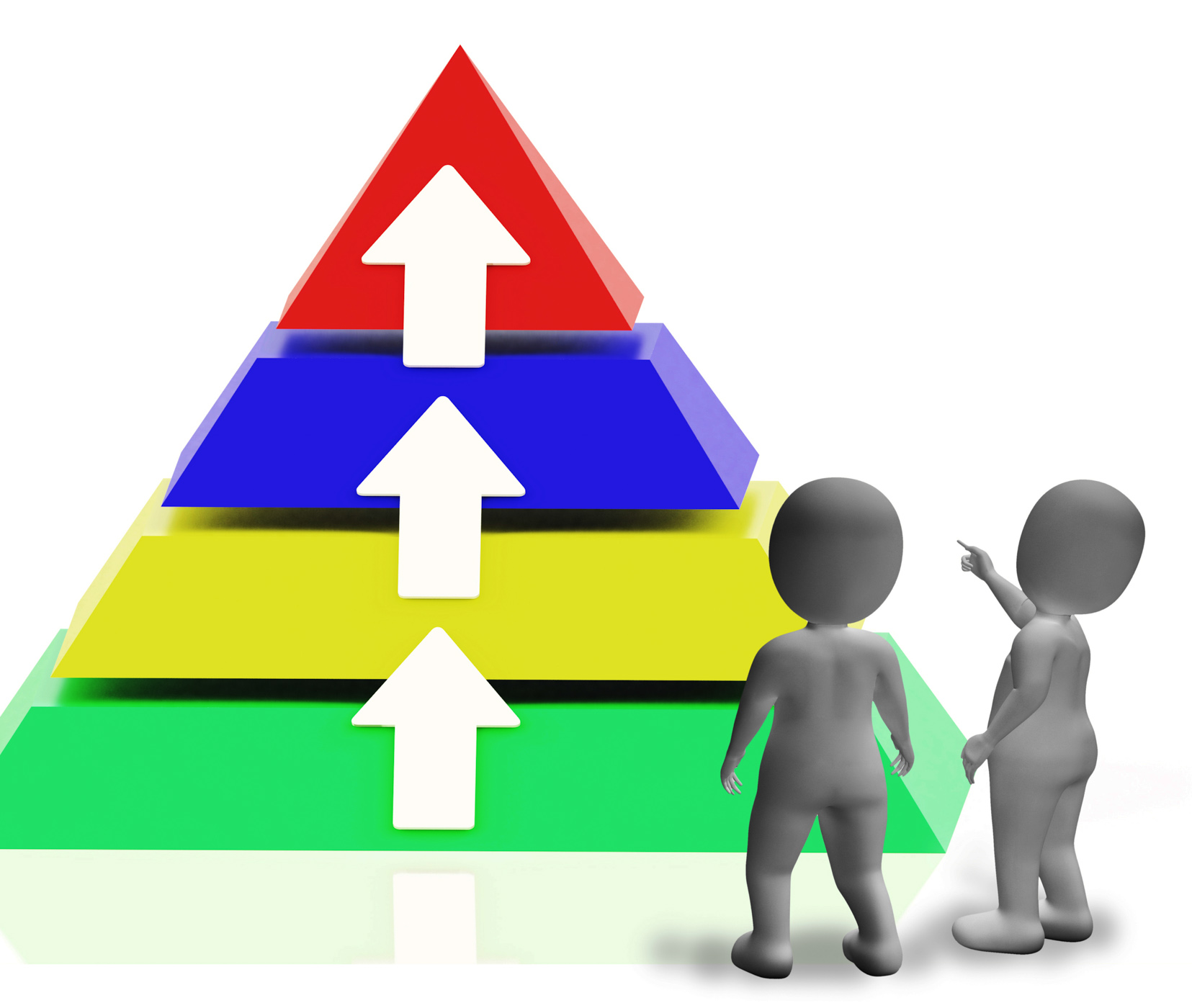 Pyramid with up arrows and copyspace showing growth or progress photo