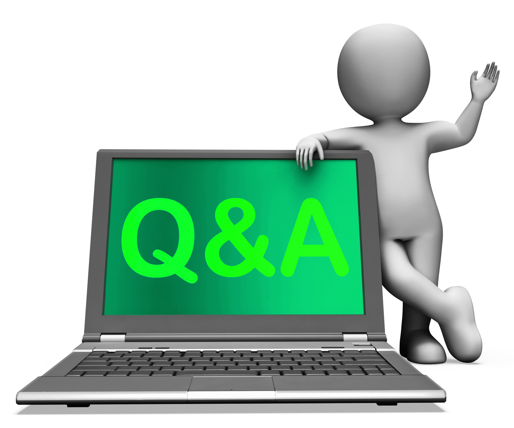 Qa laptop shows question and answer online photo