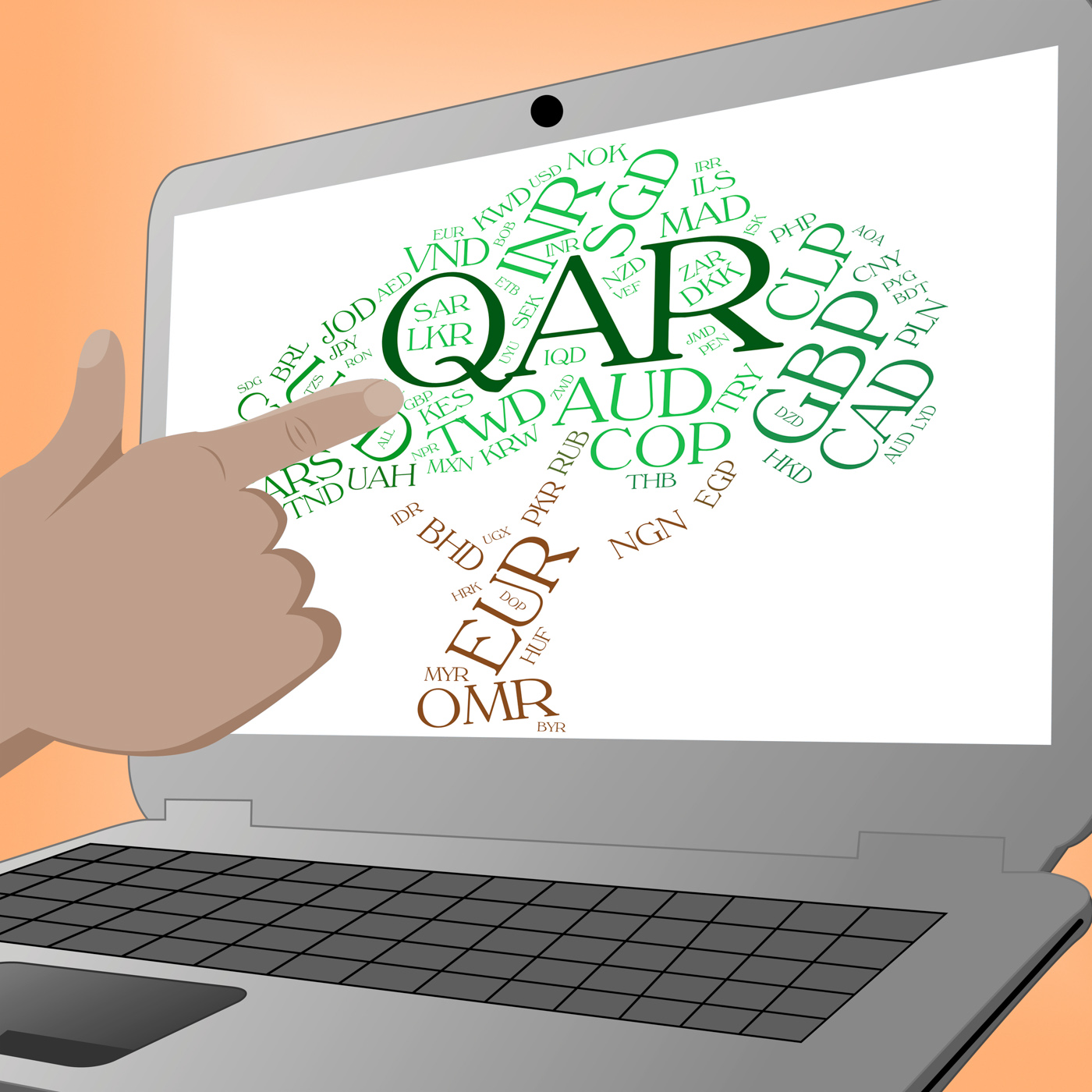 Qar currency indicates exchange rate and fx photo