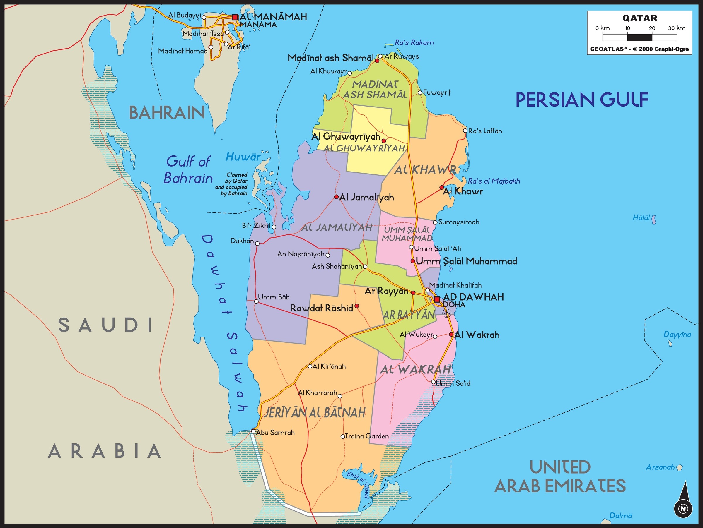 Qatar Political Wall Map - Maps.com