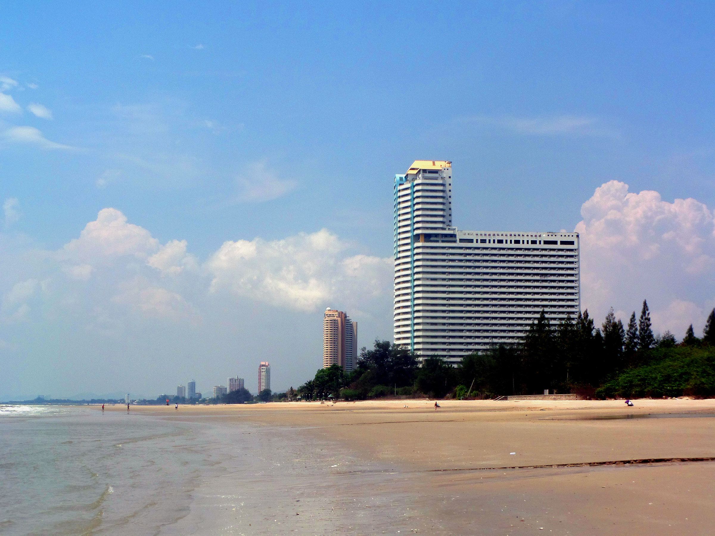 Quiet beach scene at cha am, thailand photo