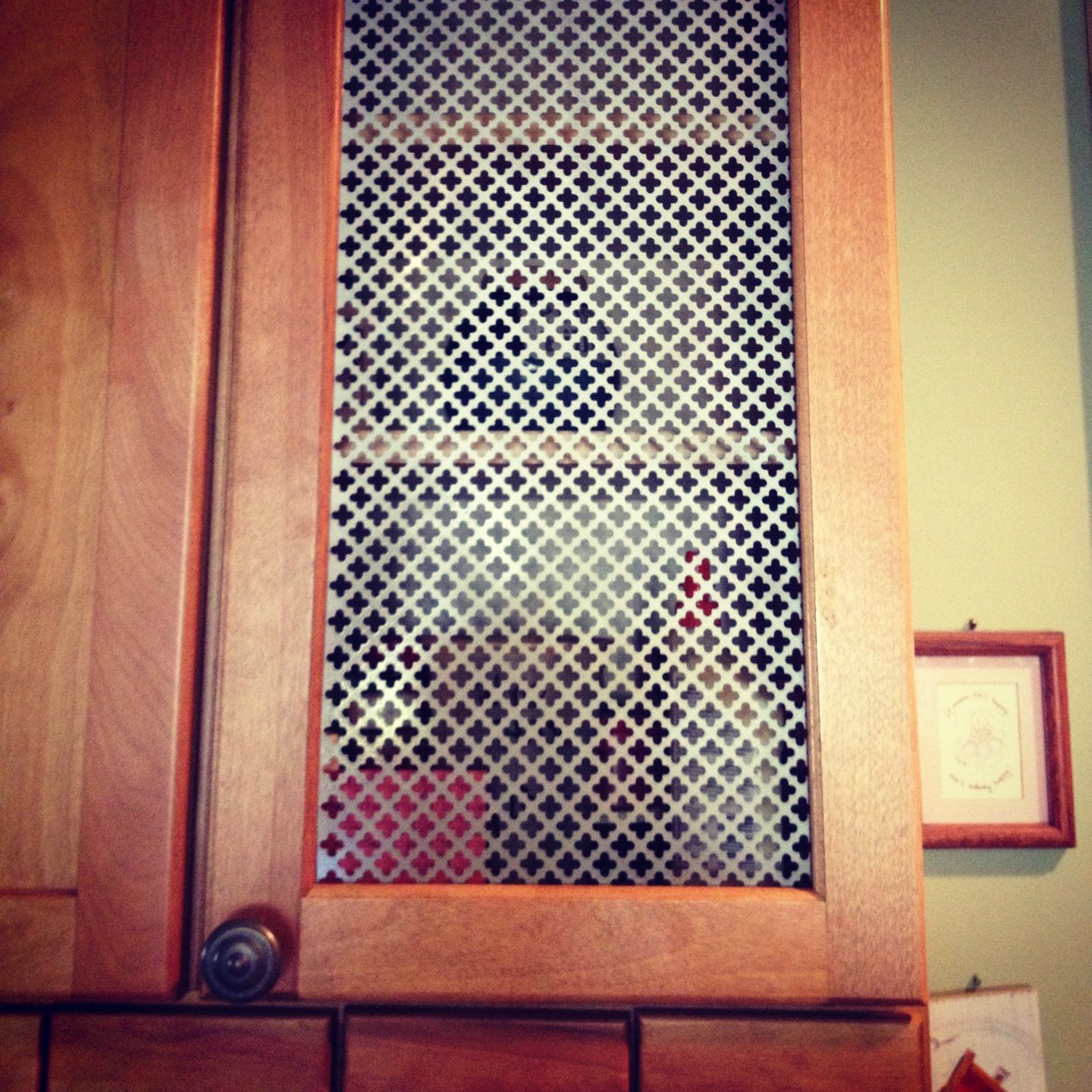 DIY cabinet grate made from a radiator cover that was spray painted ...
