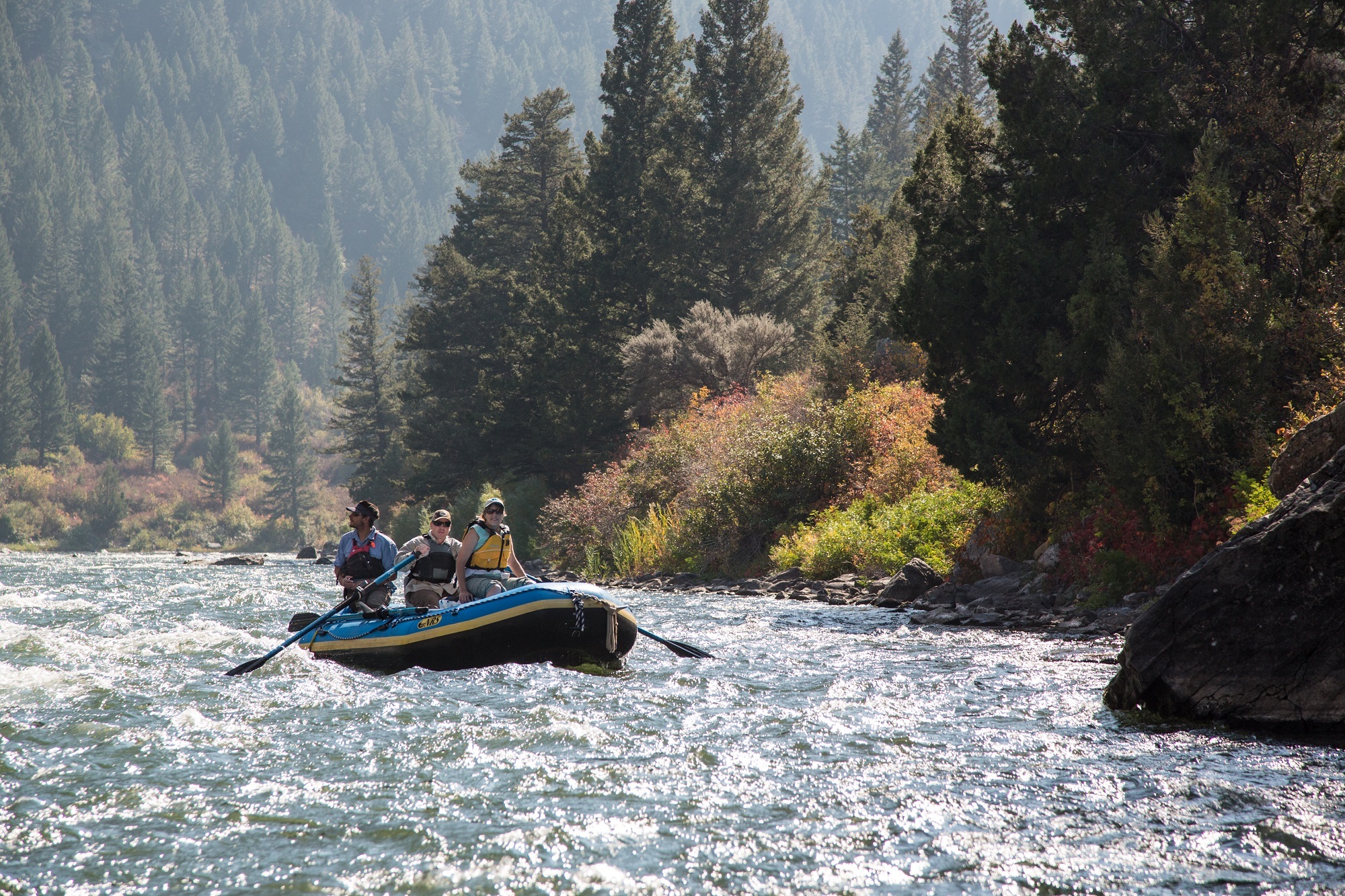 Rafting in the running water photo
