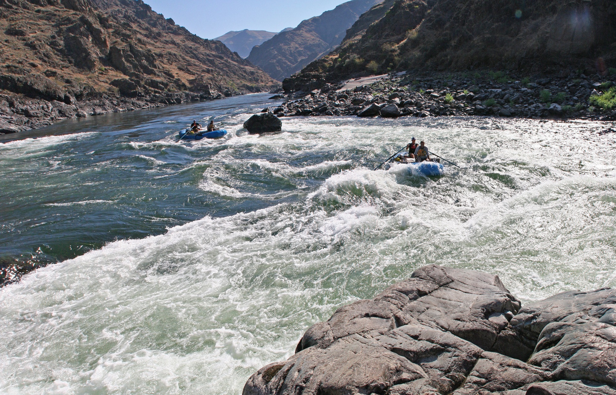 Rafting in the running water photo