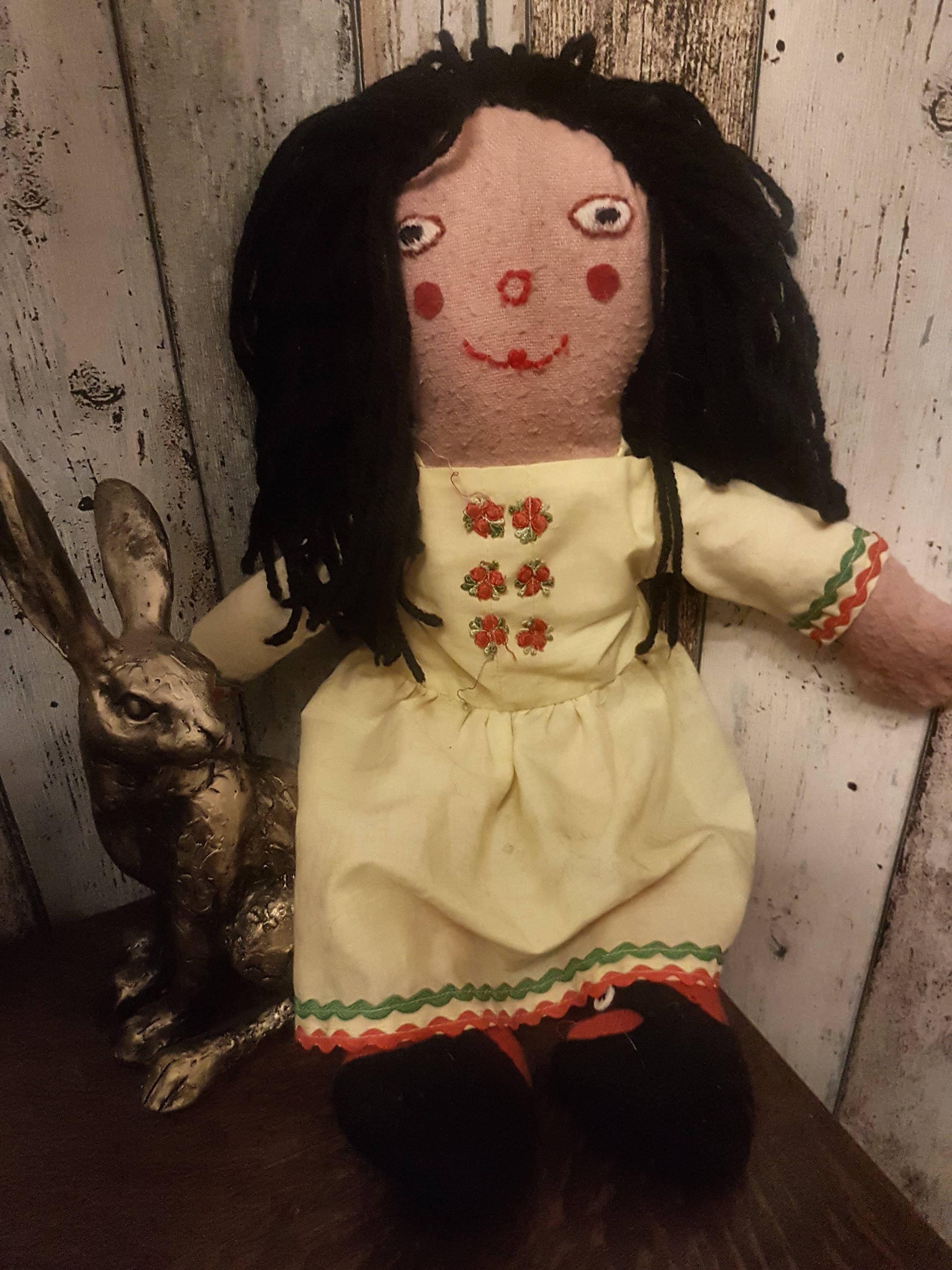 Vintage Cotton Folk Art Doll – Green Devil Designs