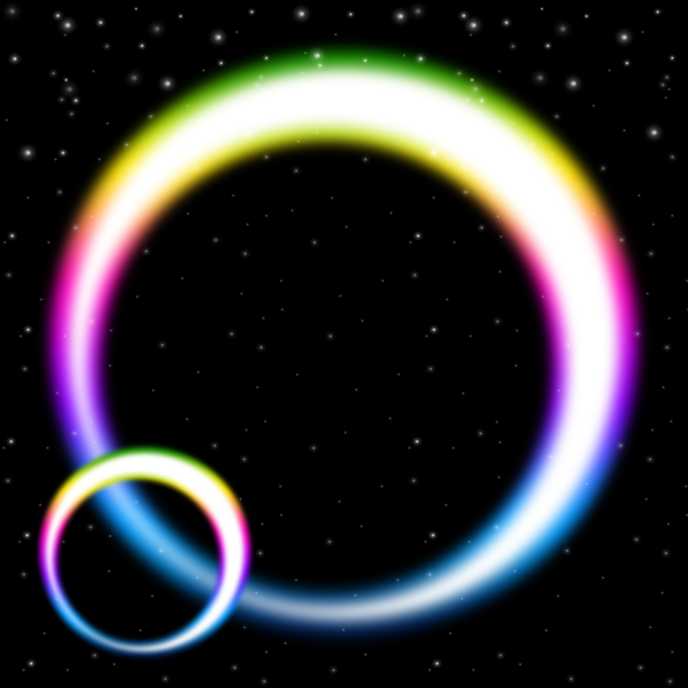 Rainbow circles background shows colorful bands in space photo