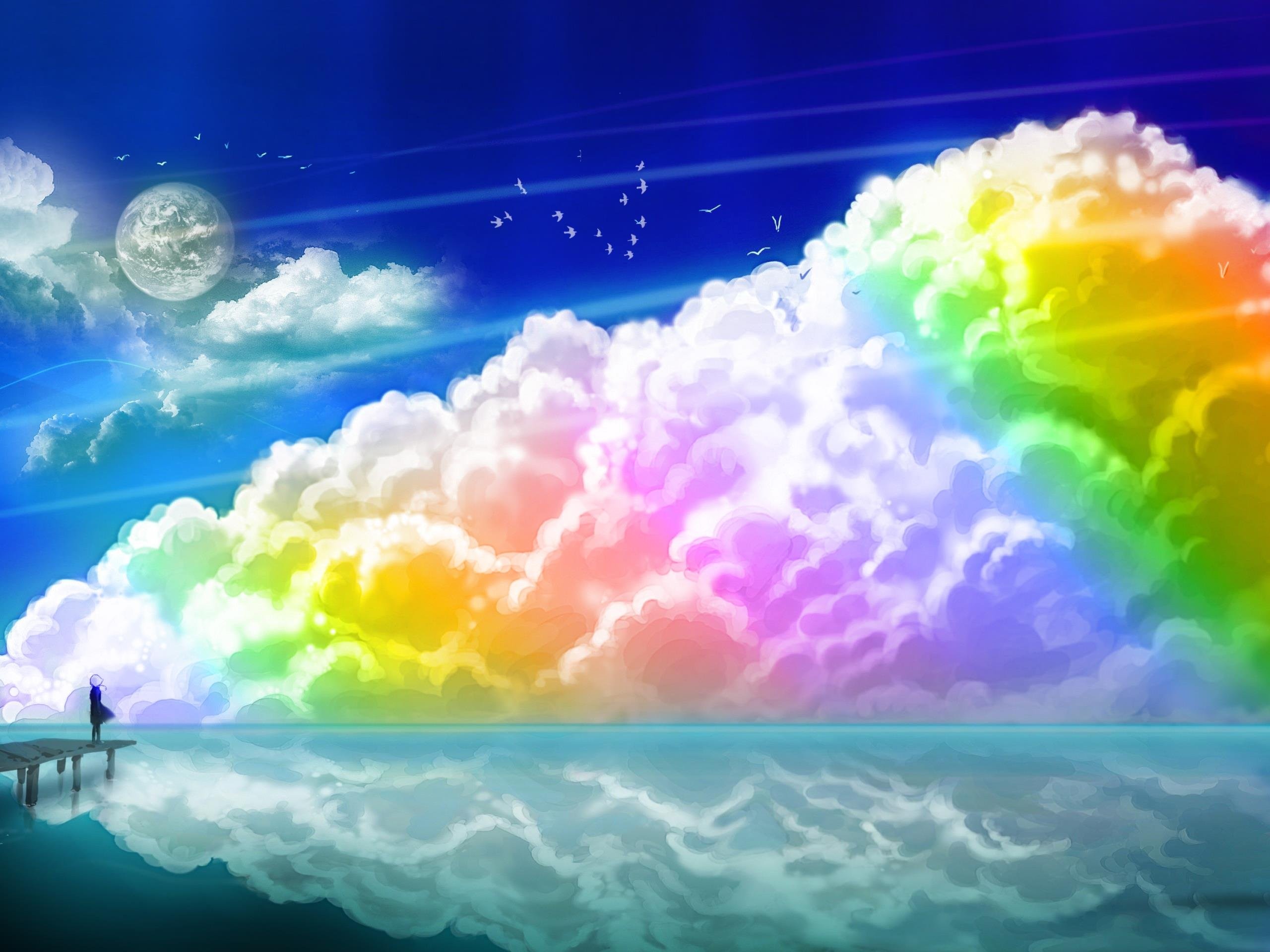 Landscapes: Rainbow Clouds Free Wallpaper Desktop Background Nature ...