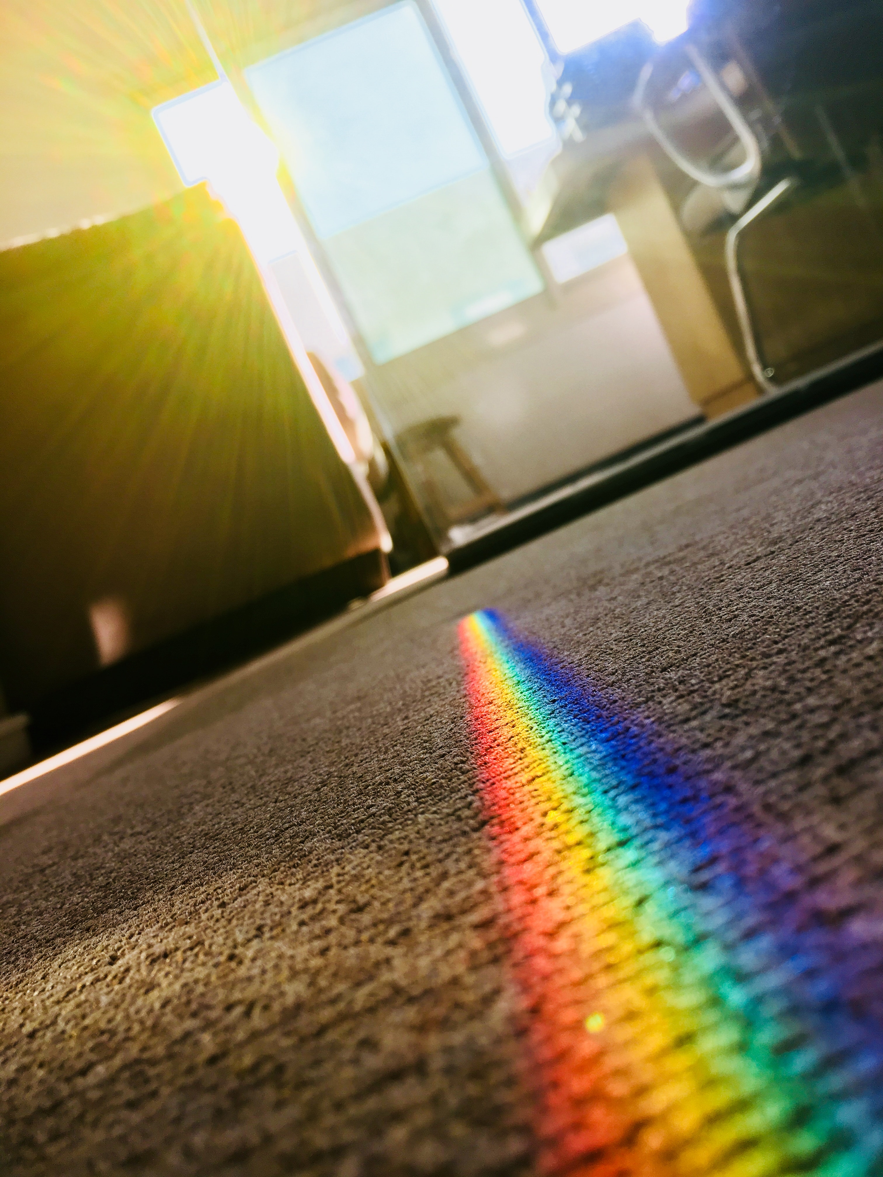 Rainbow Color Patch on Area Rug, Effect, Sunrays, Rainbow colors, Modern, HQ Photo