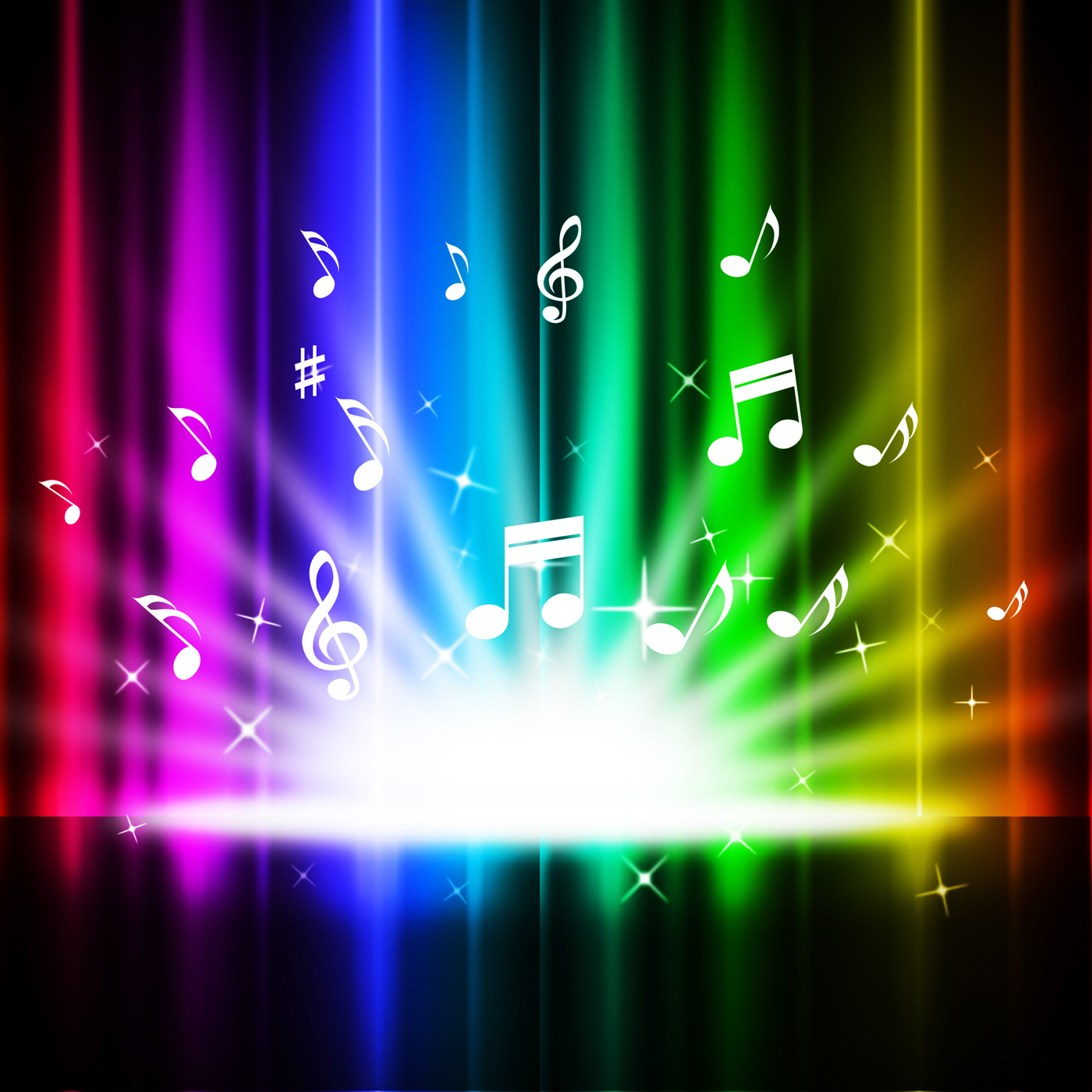 Rainbow curtains background means music songs and stage photo